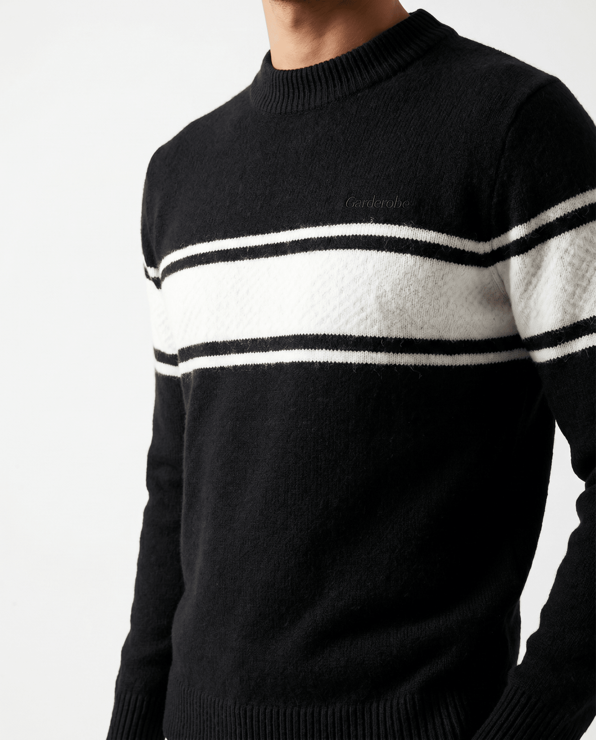 Built to hold its line — Men's Black Line Stripped Wool Sweater