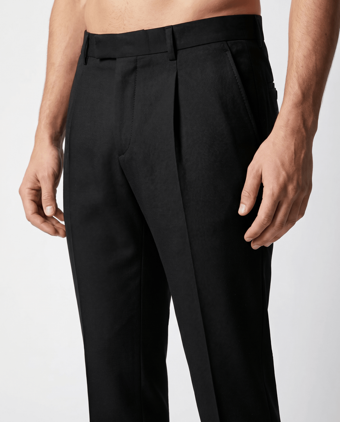 Built to hold its line — Men's Black Pleated Trousers