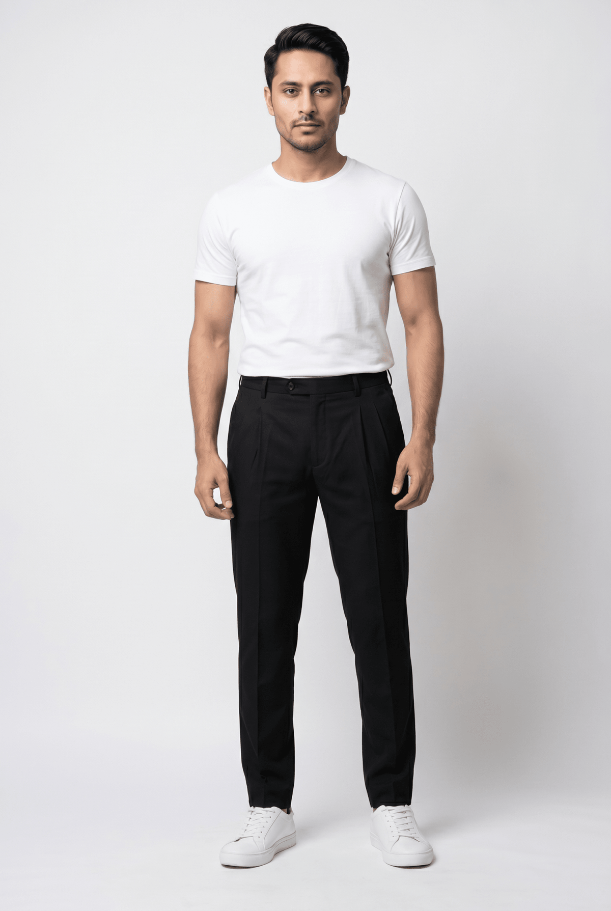 Men's Black Pleated Trousers - Garderobe Clothing USAGRB-PLT-BLA-W30