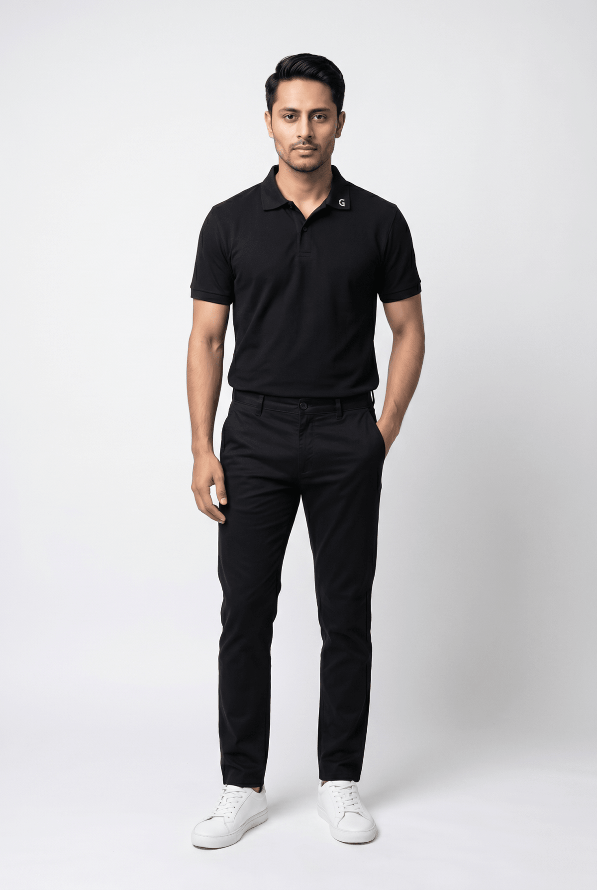 Men's Black Popcorn Polo - Garderobe Clothing USAGRB-POP-BLK-S