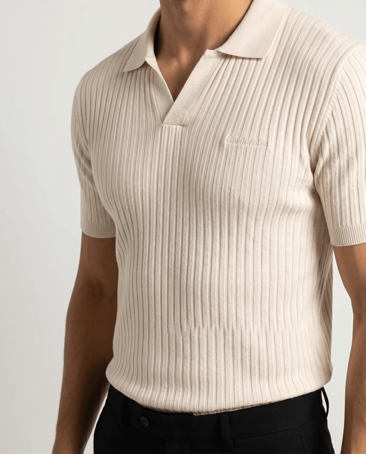Built to hold its line — Men's Bone White Knitted Polo
