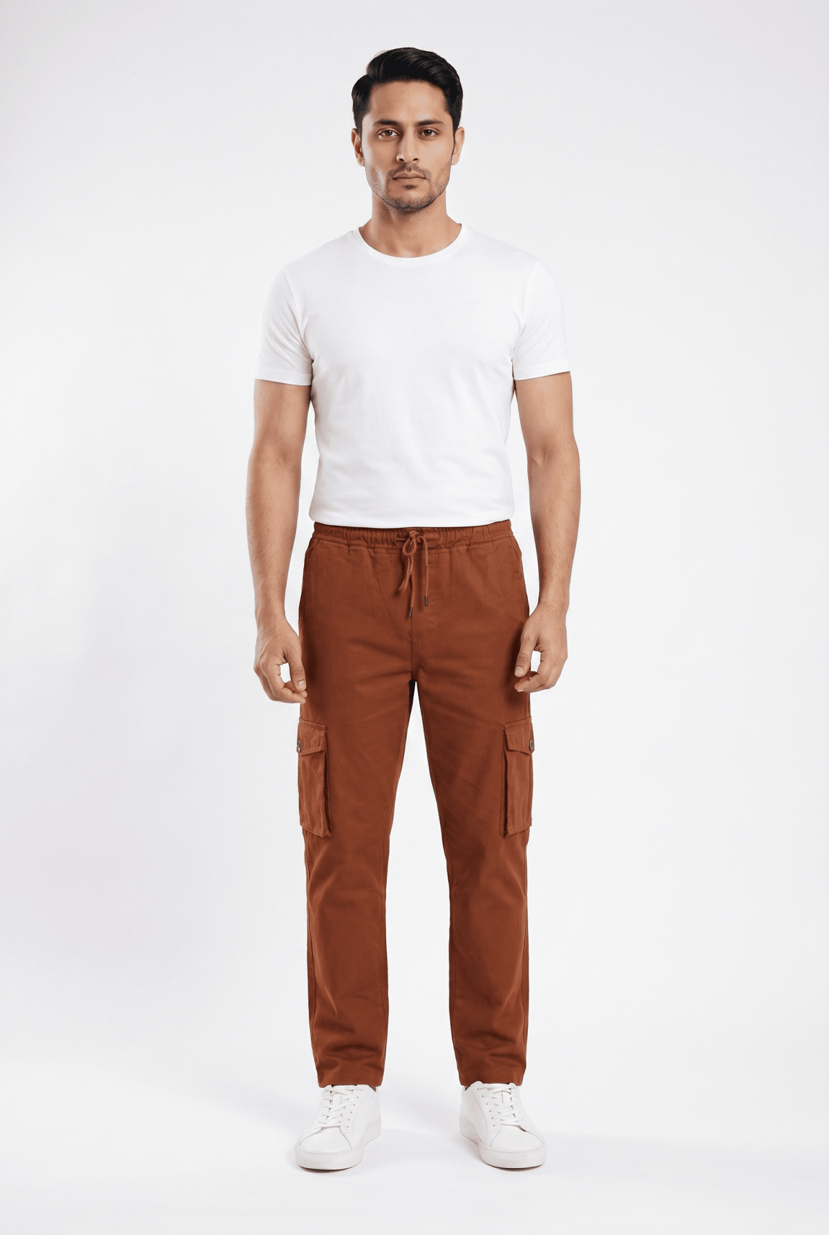 Men's Brick Cargo Trousers - Garderobe Clothing USAGRB-CRG-BRI-W30
