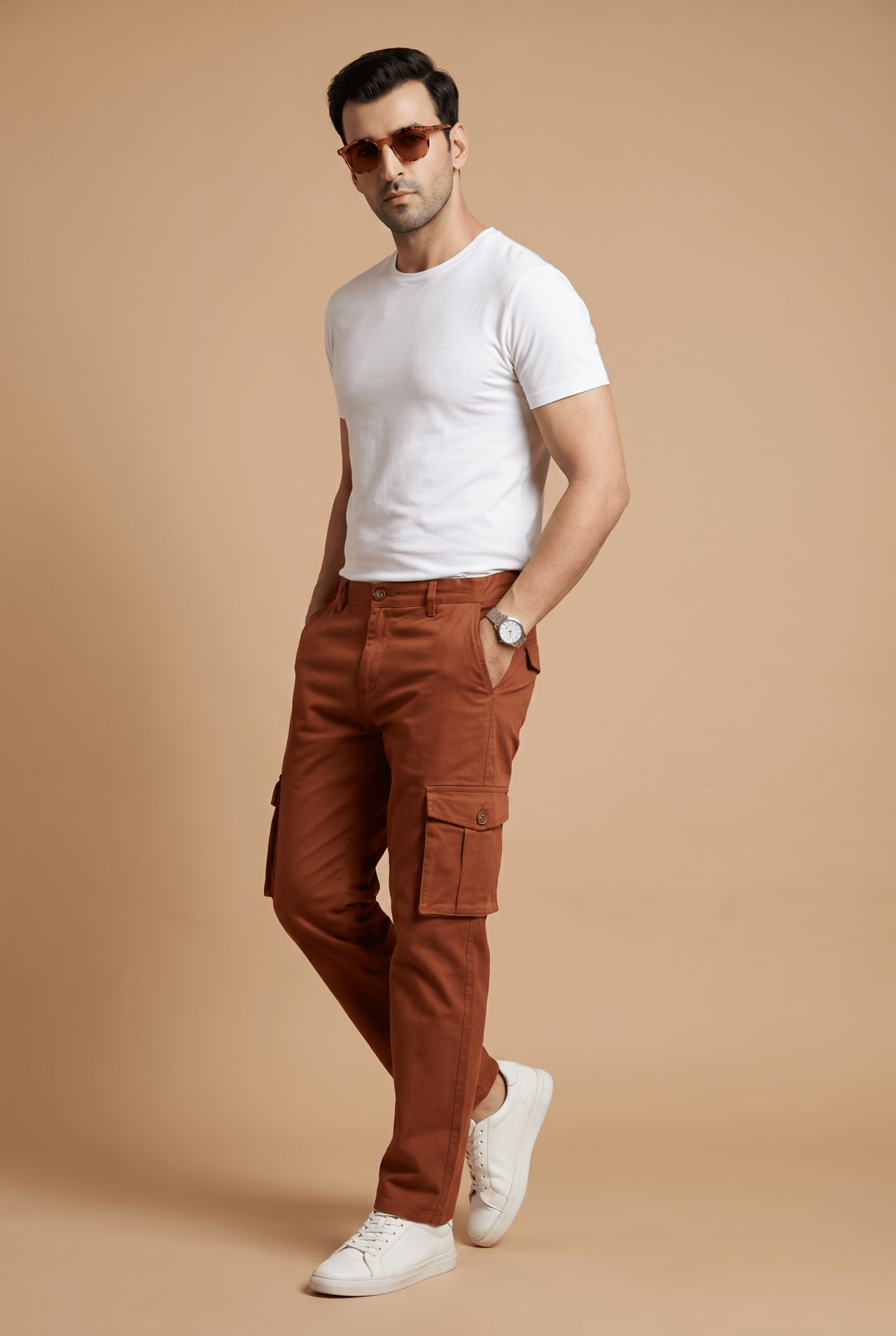 From the office to the evening — Men's Brick Cargo Trousers