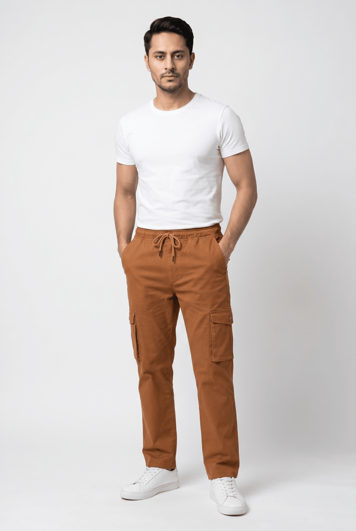 Men's Brown Cargo Trousers - Garderobe Clothing USAGRB-CRG-BRO-W30