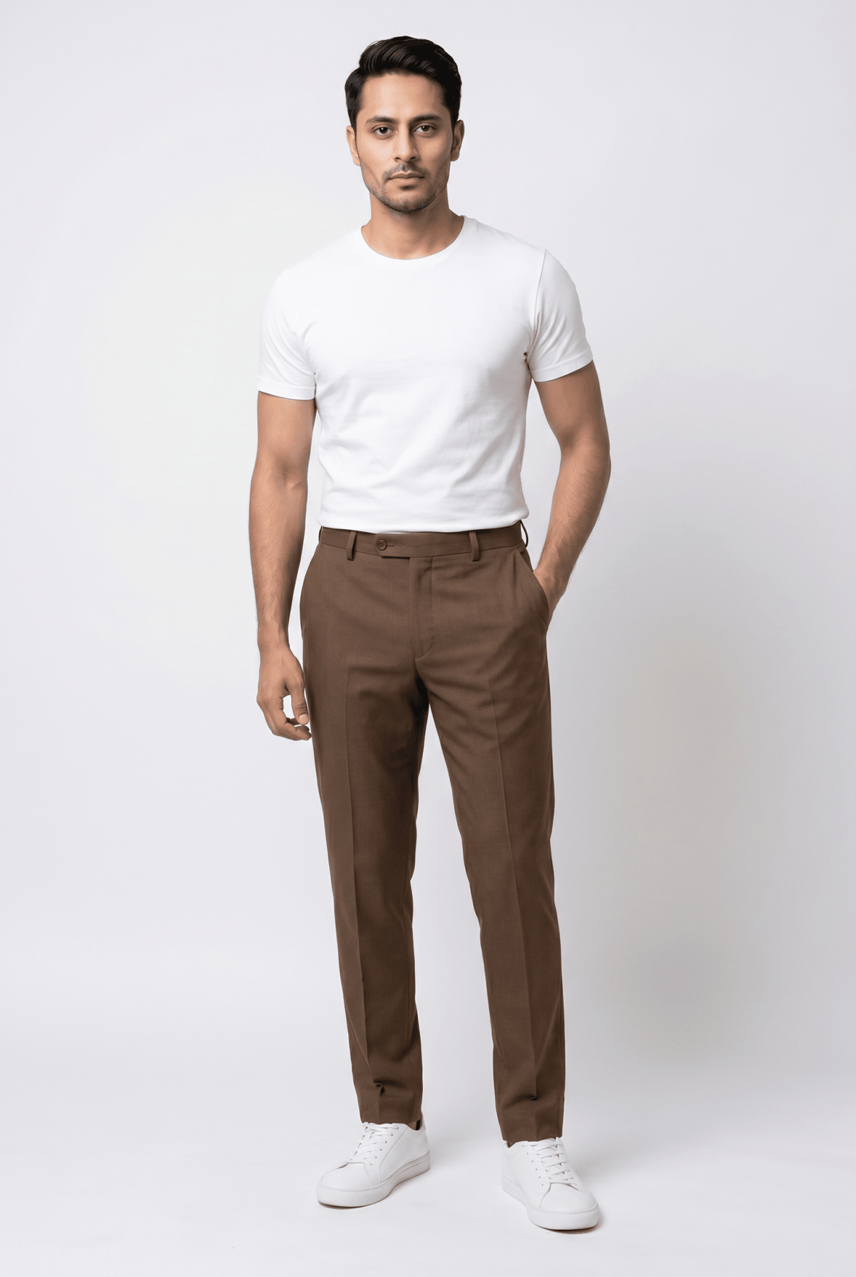 Men's Brown Pleated Trousers - Garderobe Clothing USAGRB-PLT-BRO-W30
