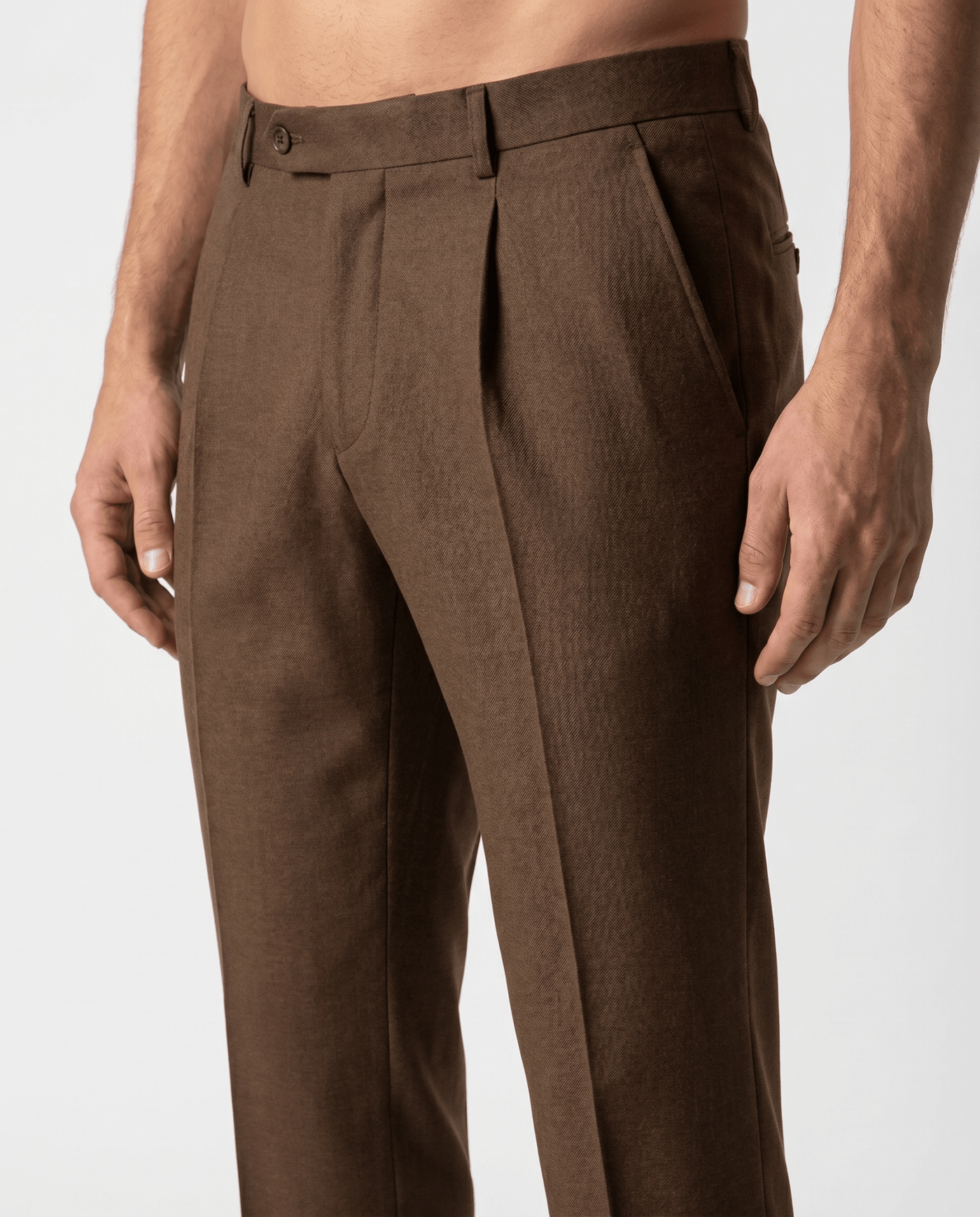 Built to hold its line — Men's Brown Pleated Trousers