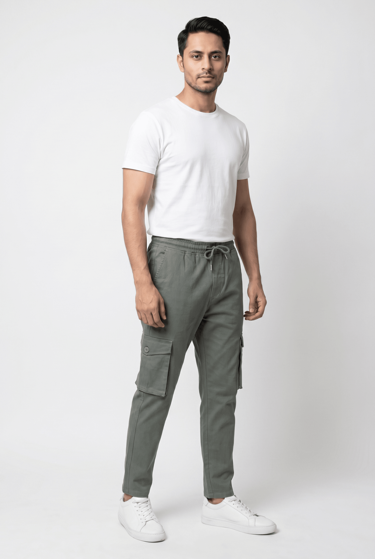 Men's Charcoal Cargo Trousers - Garderobe Clothing USAGRB-CRG-CHA-W30
