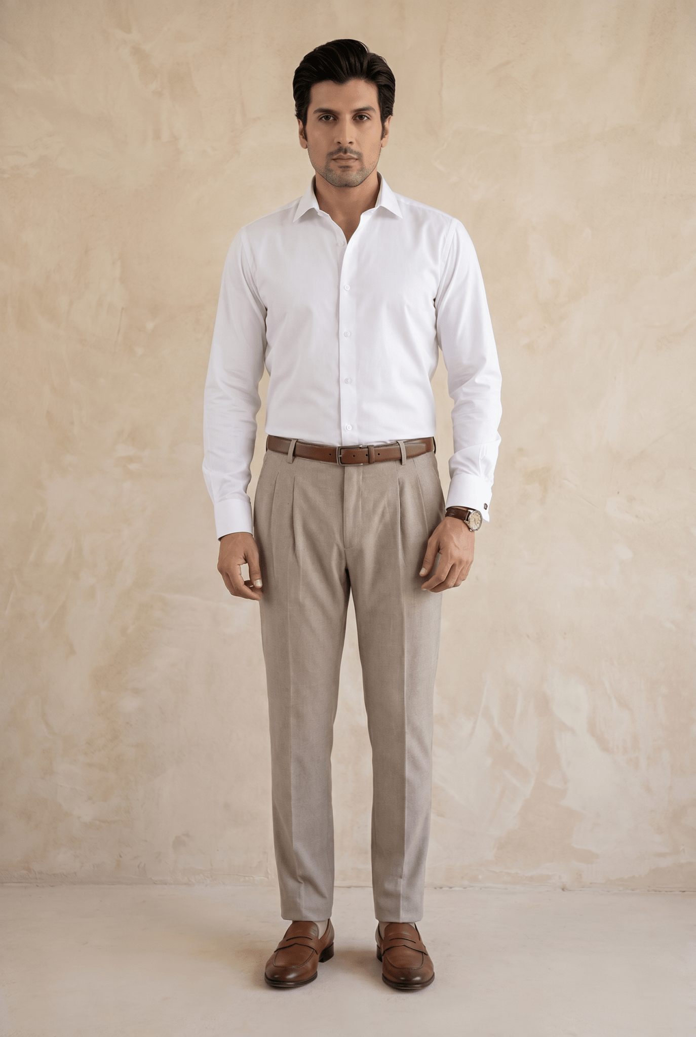 Cut tailored, not tight — Men's Clay Light Pleated Trousers