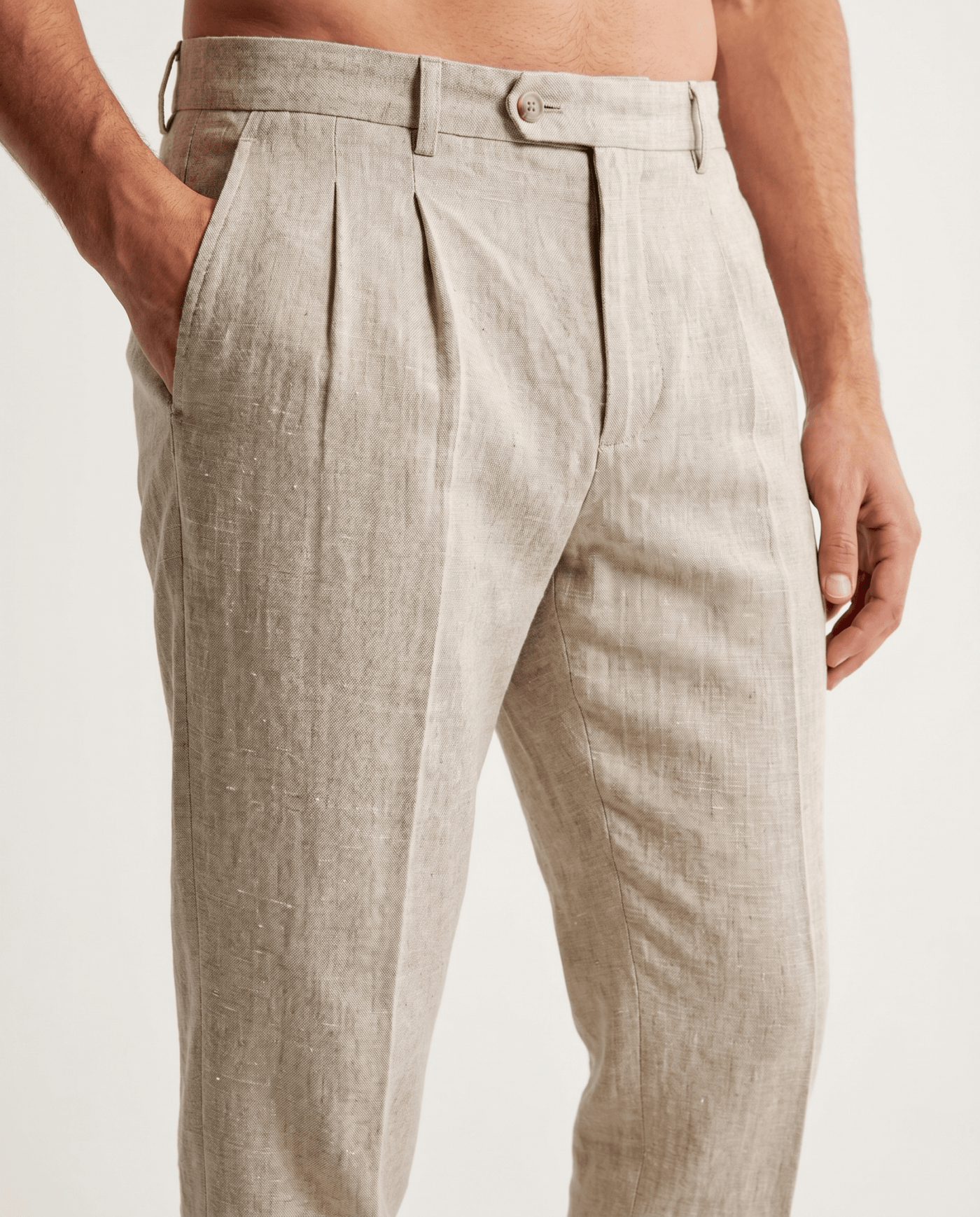 Built to hold its line — Men's Clay Light Pleated Trousers