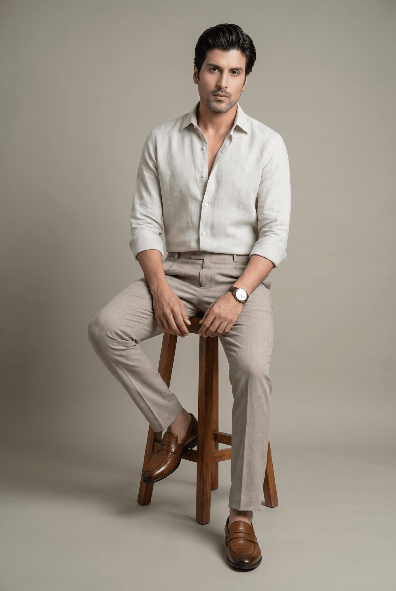 From the office to the evening — Men's Clay Light Pleated Trousers