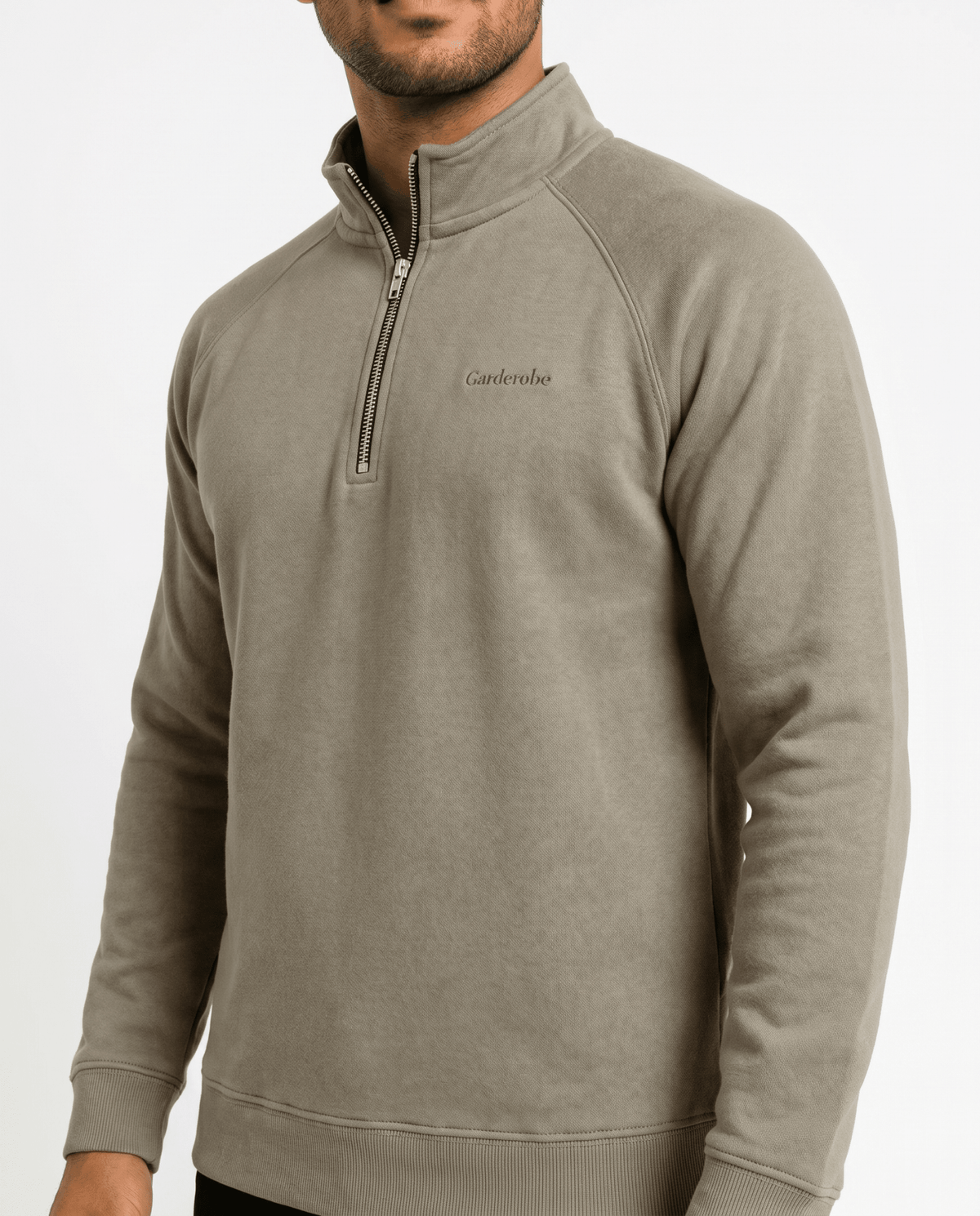 Built to hold its line — Men's Creamy Beige Mock-Neck Sweatshirt