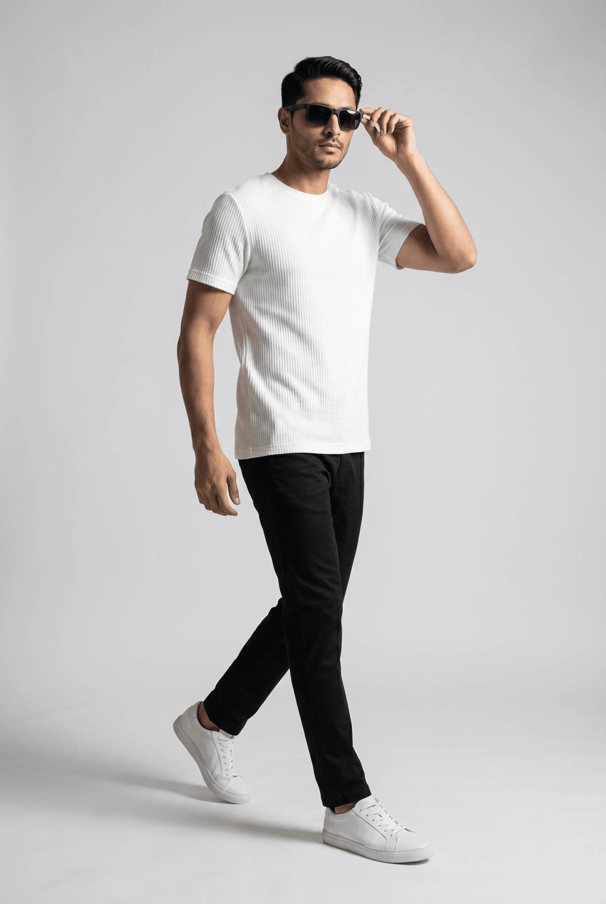 Considered fabric, premium hand-feel — Men's Creamy Waffle-Knit Tee