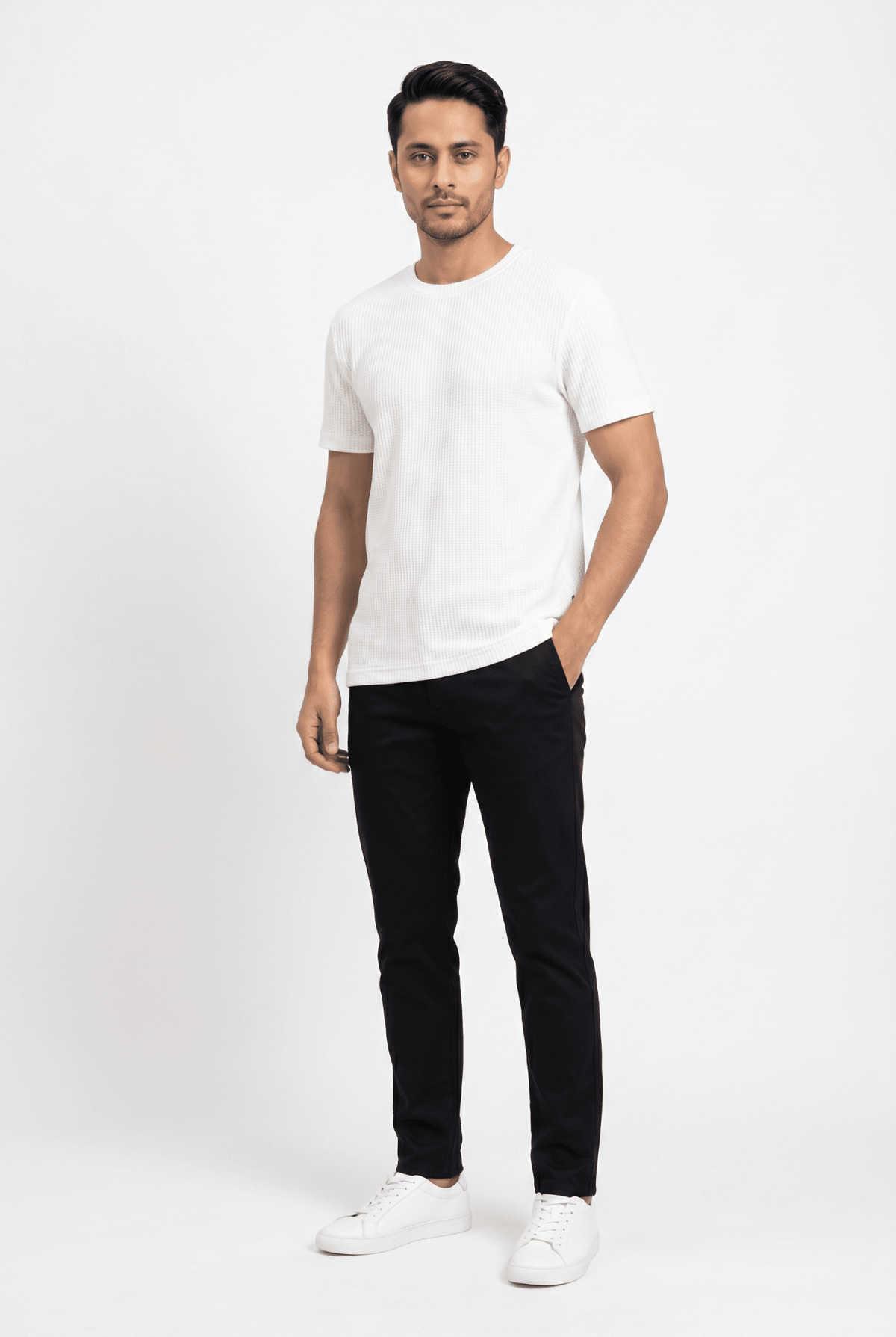 Men's Creamy Waffle-Knit Tee - Garderobe Clothing USAGRB-TEE-CWA-S