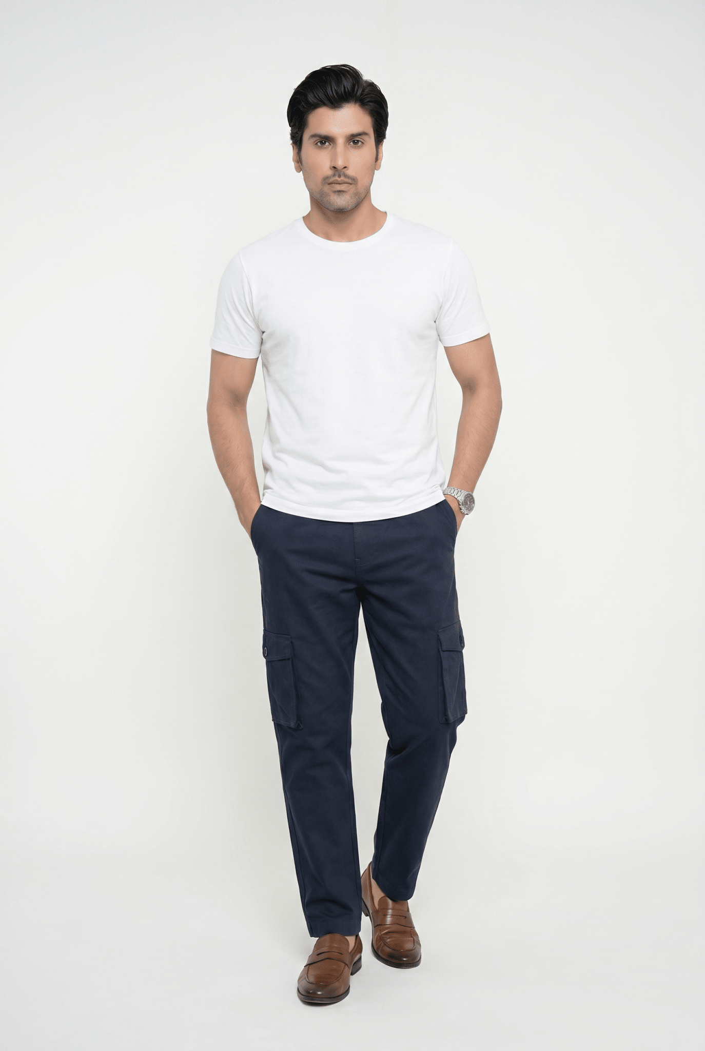 From the office to the evening — Men's Dark Navy Cargo Trousers