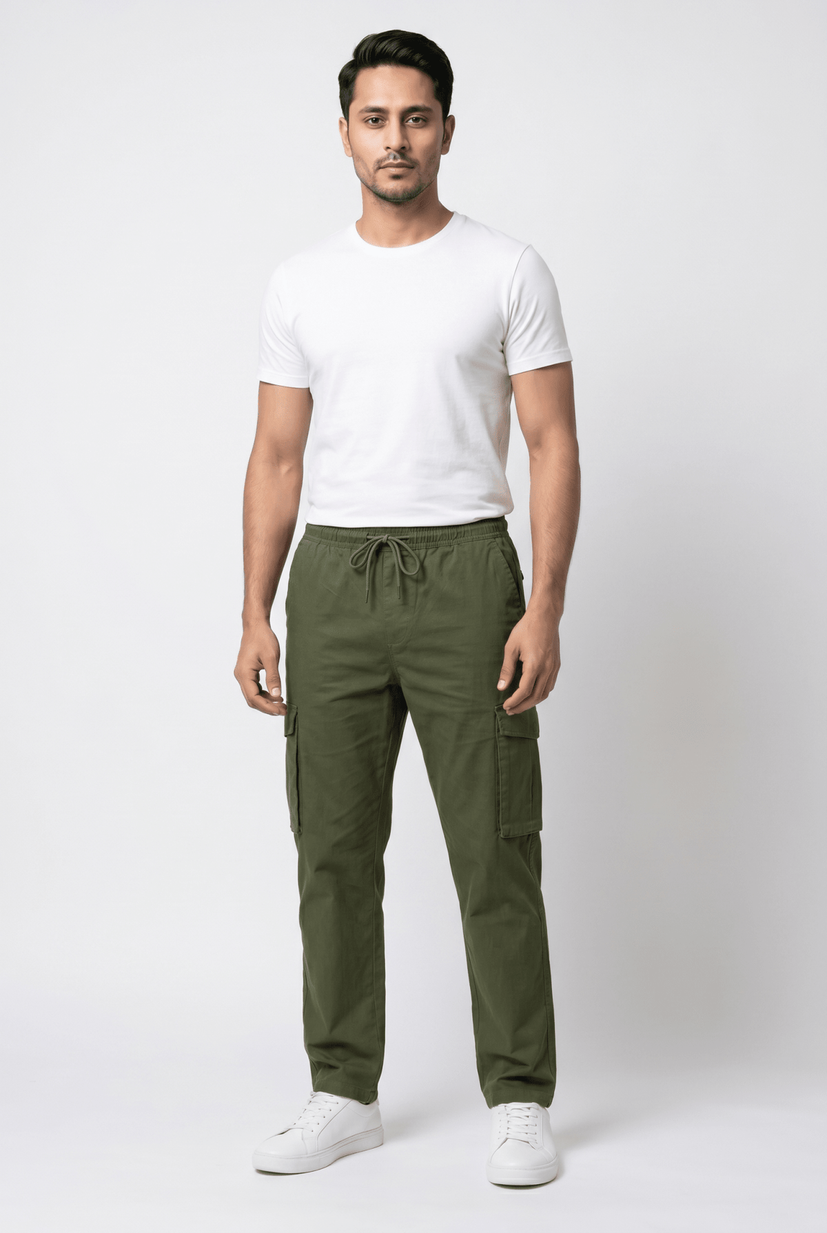 Men's Green Cargo Trousers - Garderobe Clothing USAGRB-CRG-GRE-W30