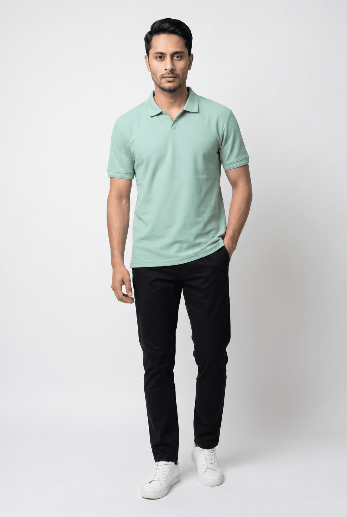 Cut tailored, not tight — Men's Green Popcorn Polo