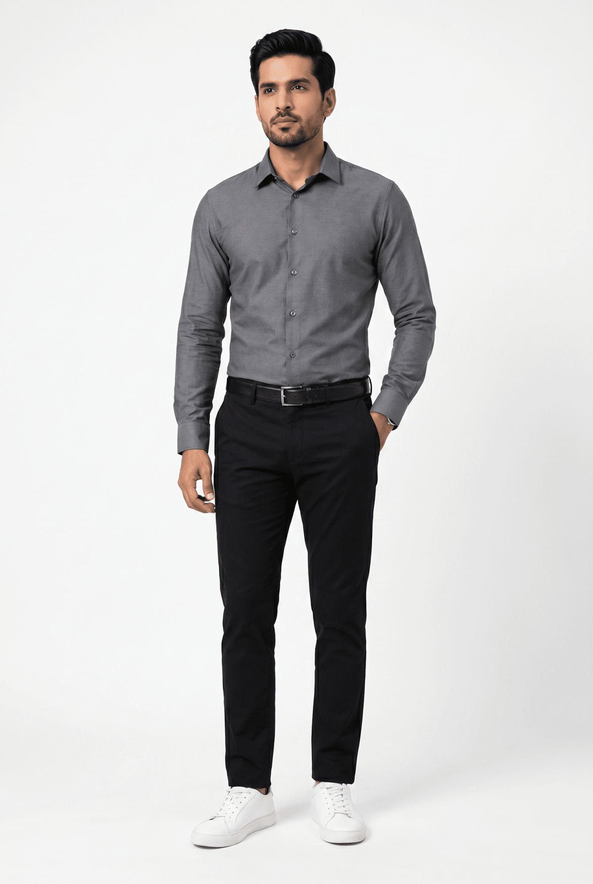 Built to hold its line — Men's Grey Formal Shirt – Executive Series