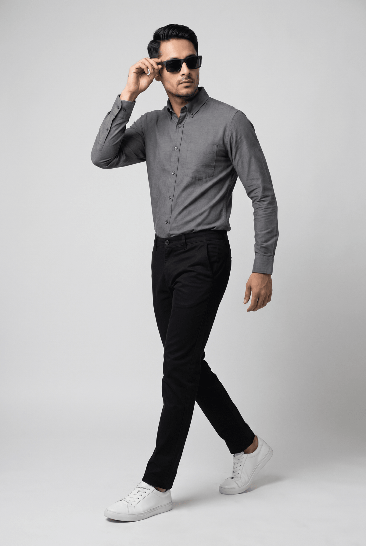 Considered fabric, premium hand-feel — Men's Grey Formal Shirt – Executive Series