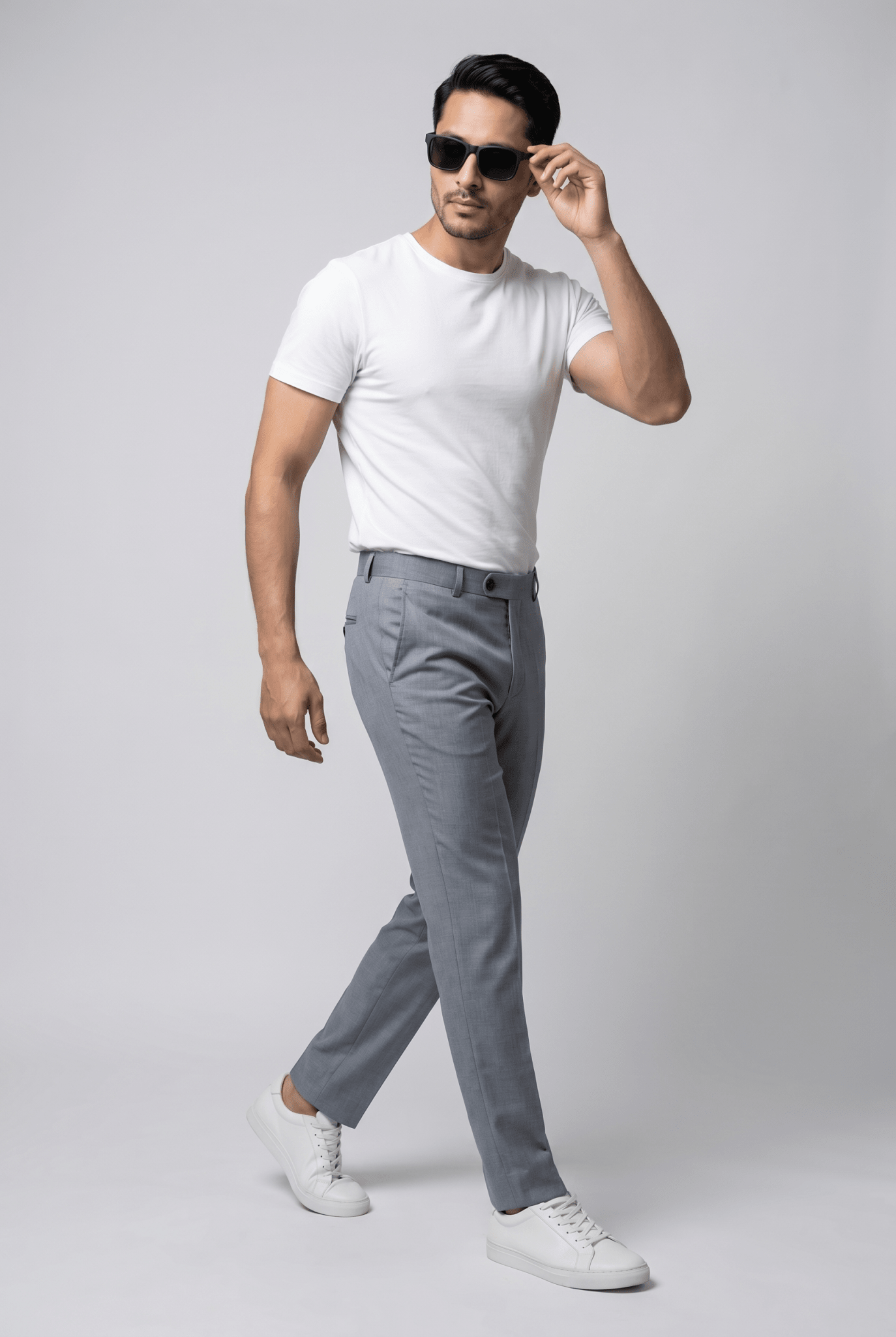 Considered fabric, premium hand-feel — Men's Light Grey Formal Dress Pants