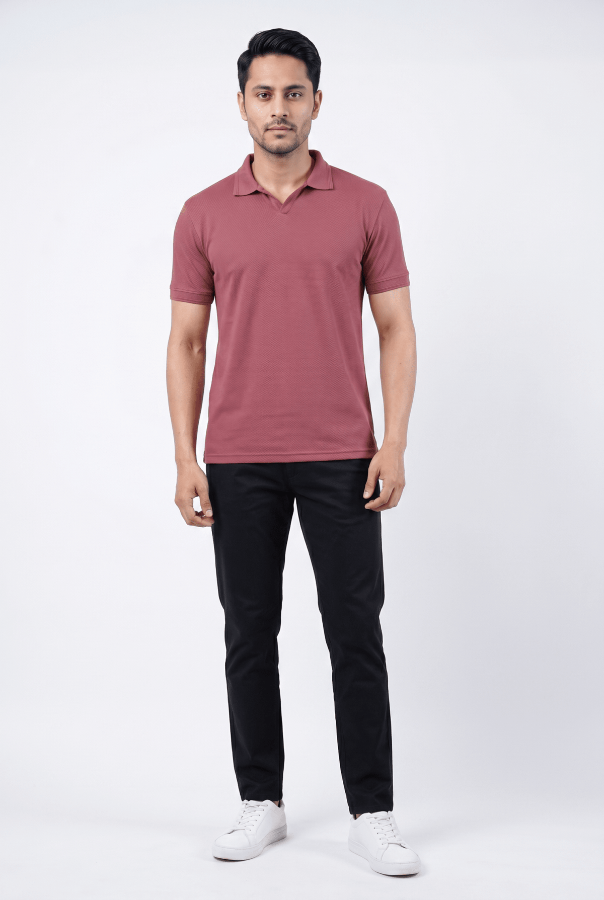 Men's Maroon Popcorn Polo - Garderobe Clothing USAGRB-POP-MRN-S