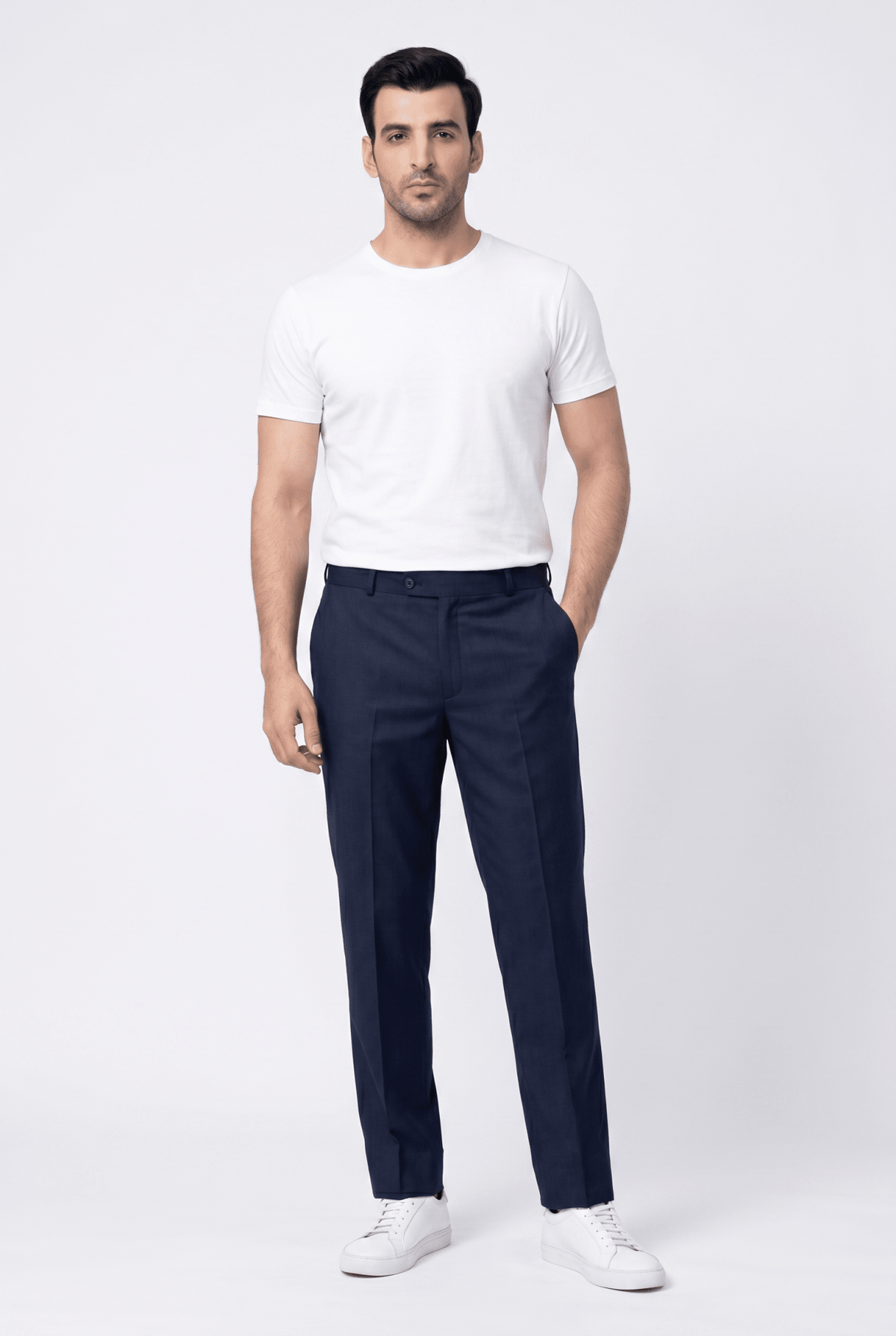 Considered fabric, premium hand-feel — Men's Navy Blue Formal Dress Pants