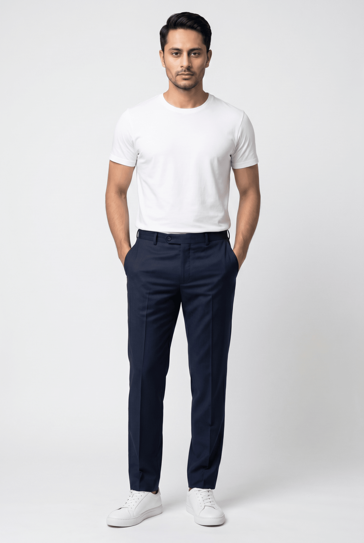 Men's Navy Blue Formal Dress Pants - Garderobe Clothing USAGRB-FDP-NBL-W30