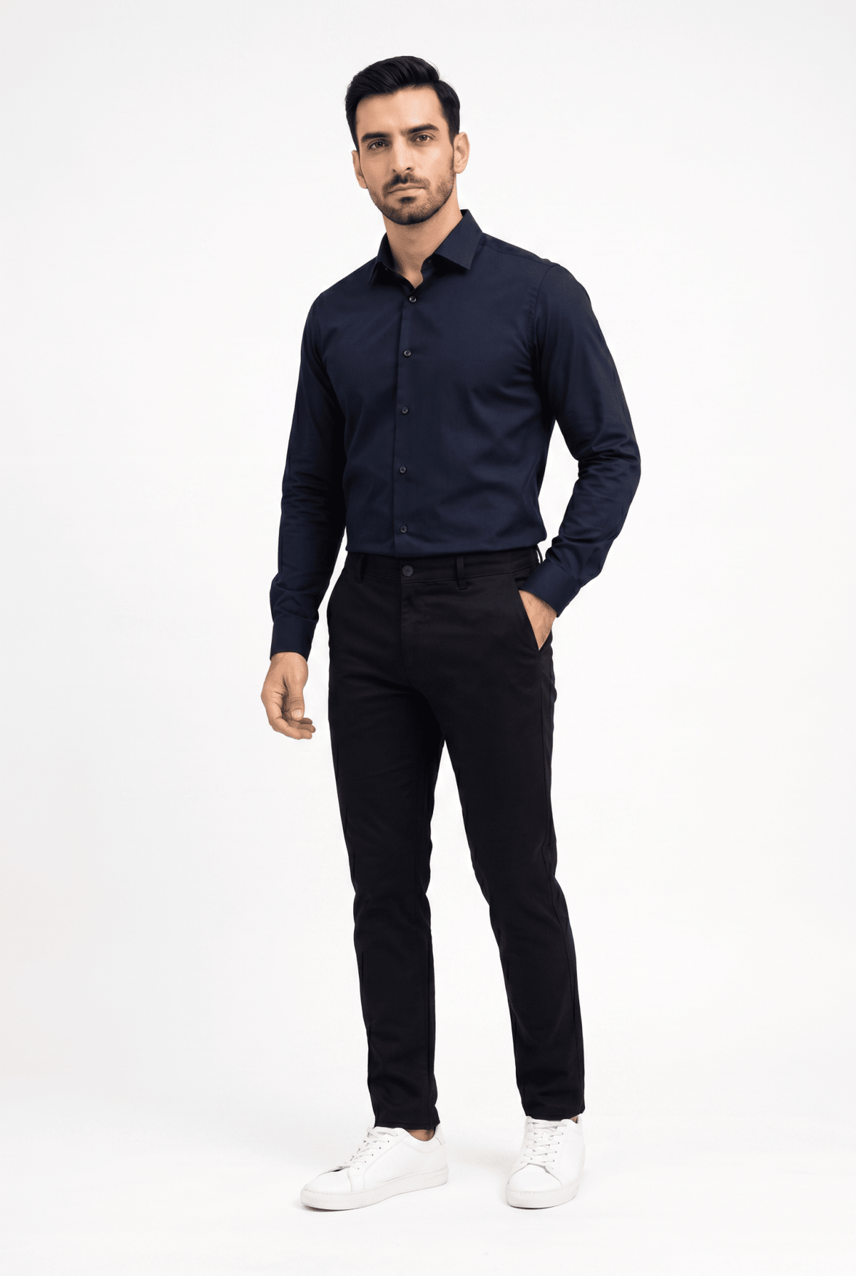 Built to hold its line — Men's Navy Blue Formal Shirt – Executive Series