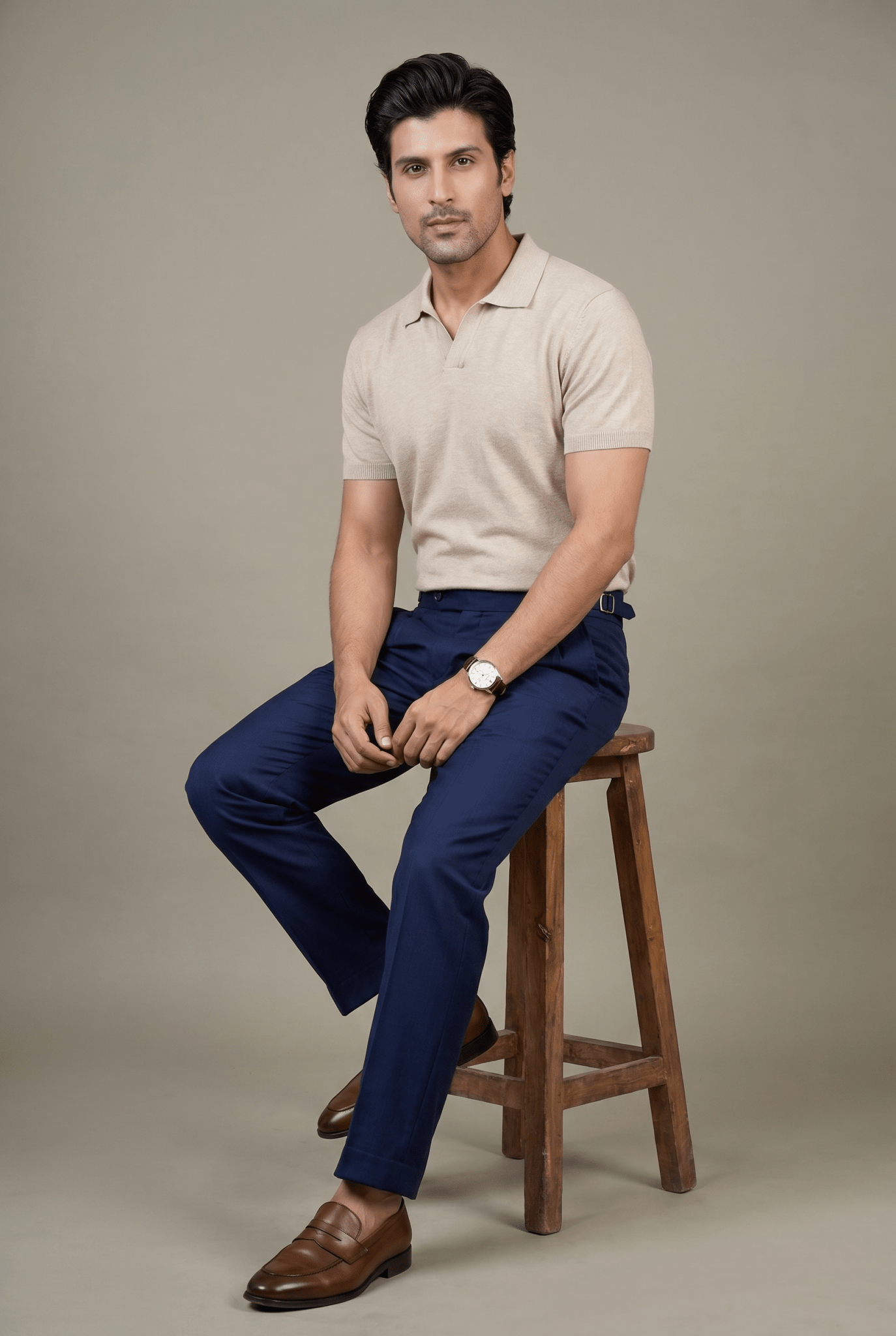 From the office to the evening — Men's Navy Blue Gurkha Pants
