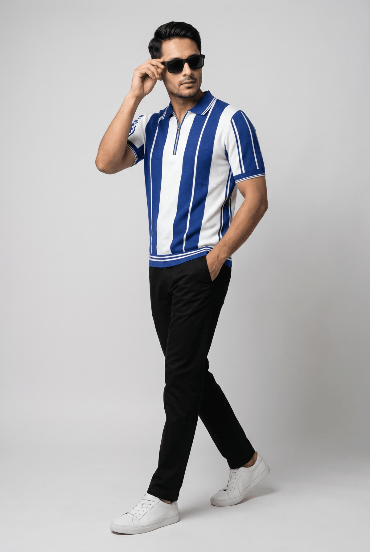 From the office to the evening — Men's Navy Blue Popcorn Polo