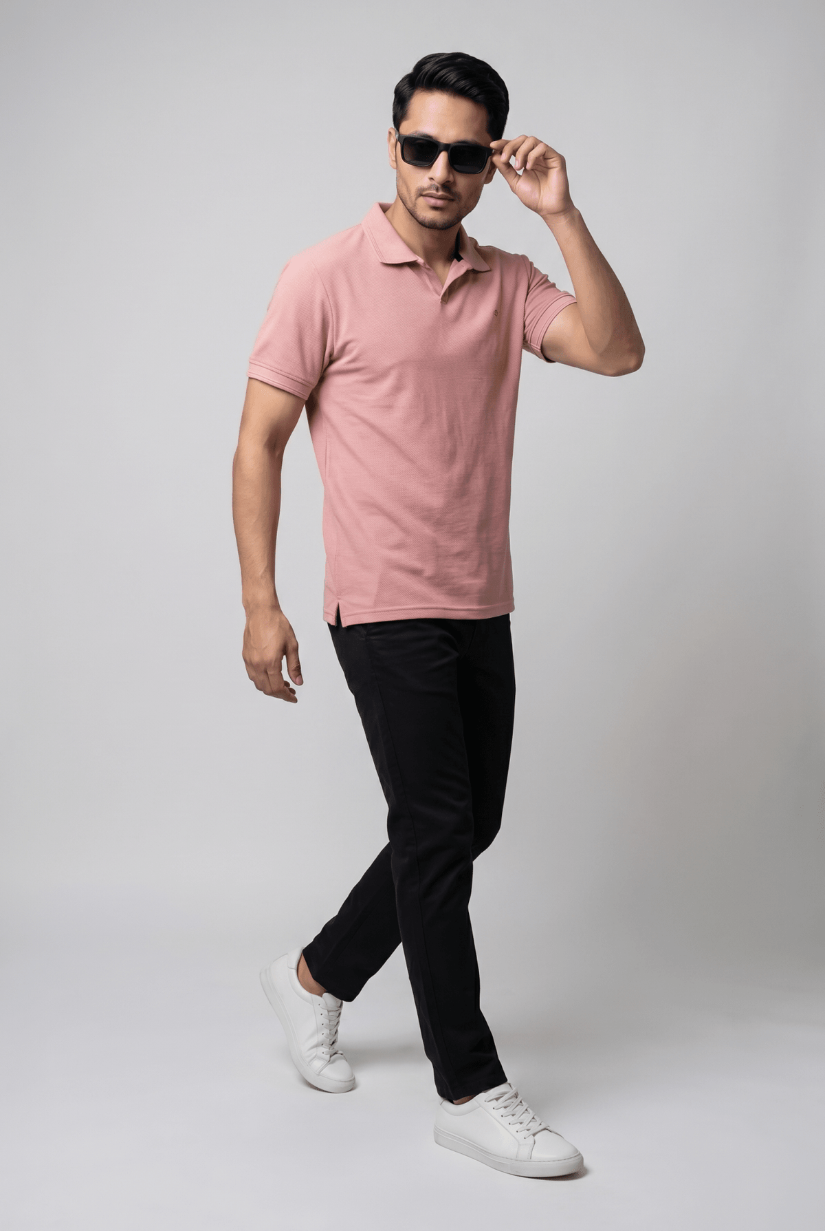 Considered fabric, premium hand-feel — Men's Peach Popcorn Polo