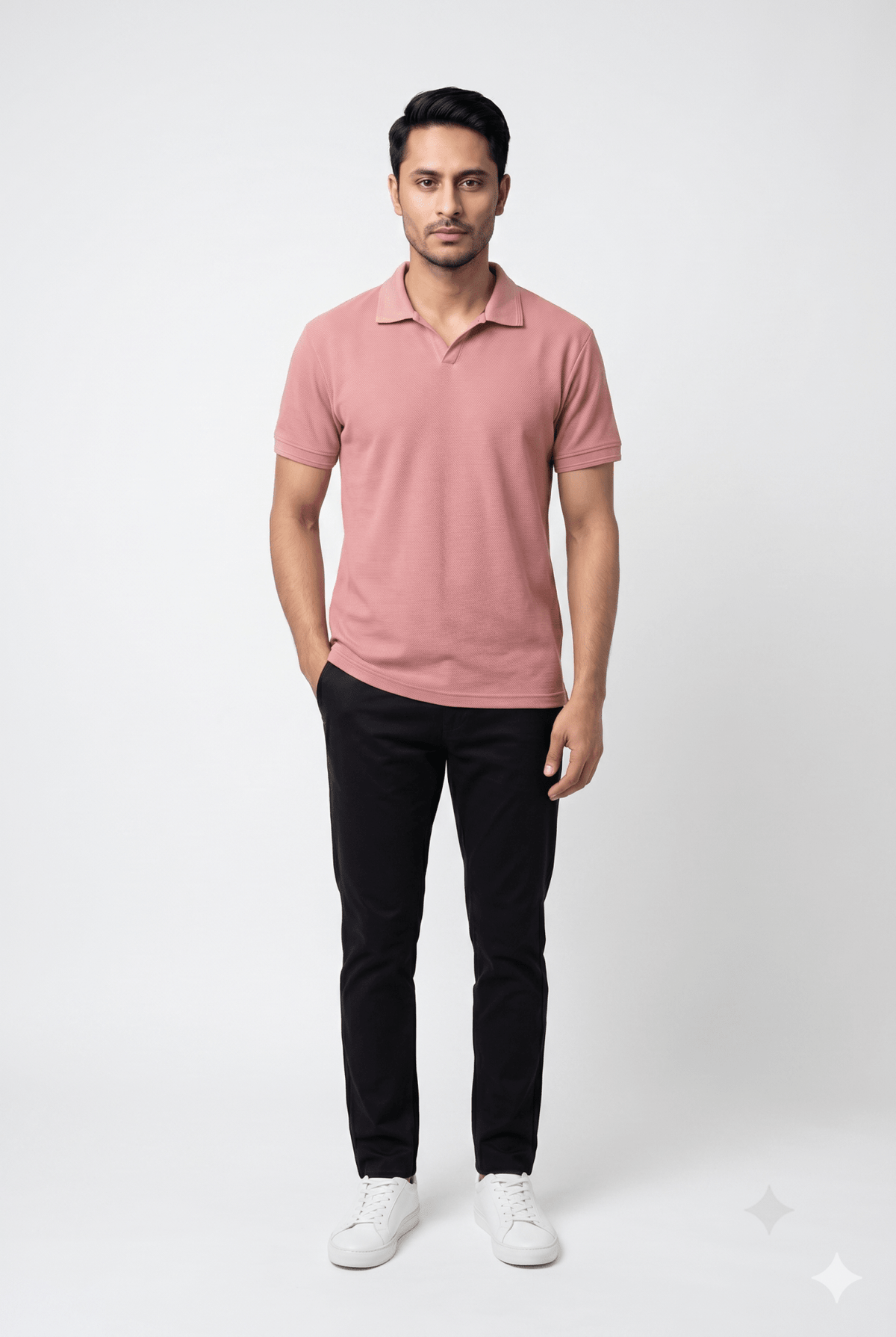 Men's Peach Popcorn Polo - Garderobe Clothing USAGRB-POP-PCH-S