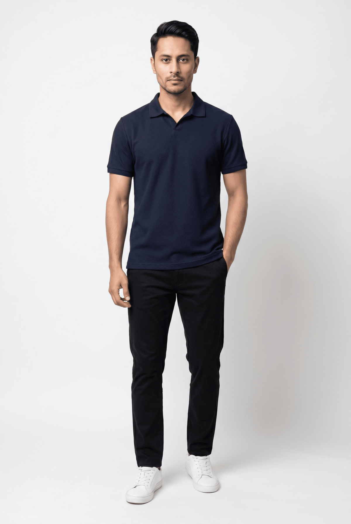 Men's Regal Navy Knitted Polo - Garderobe Clothing USAGRB-KNT-NVY-S