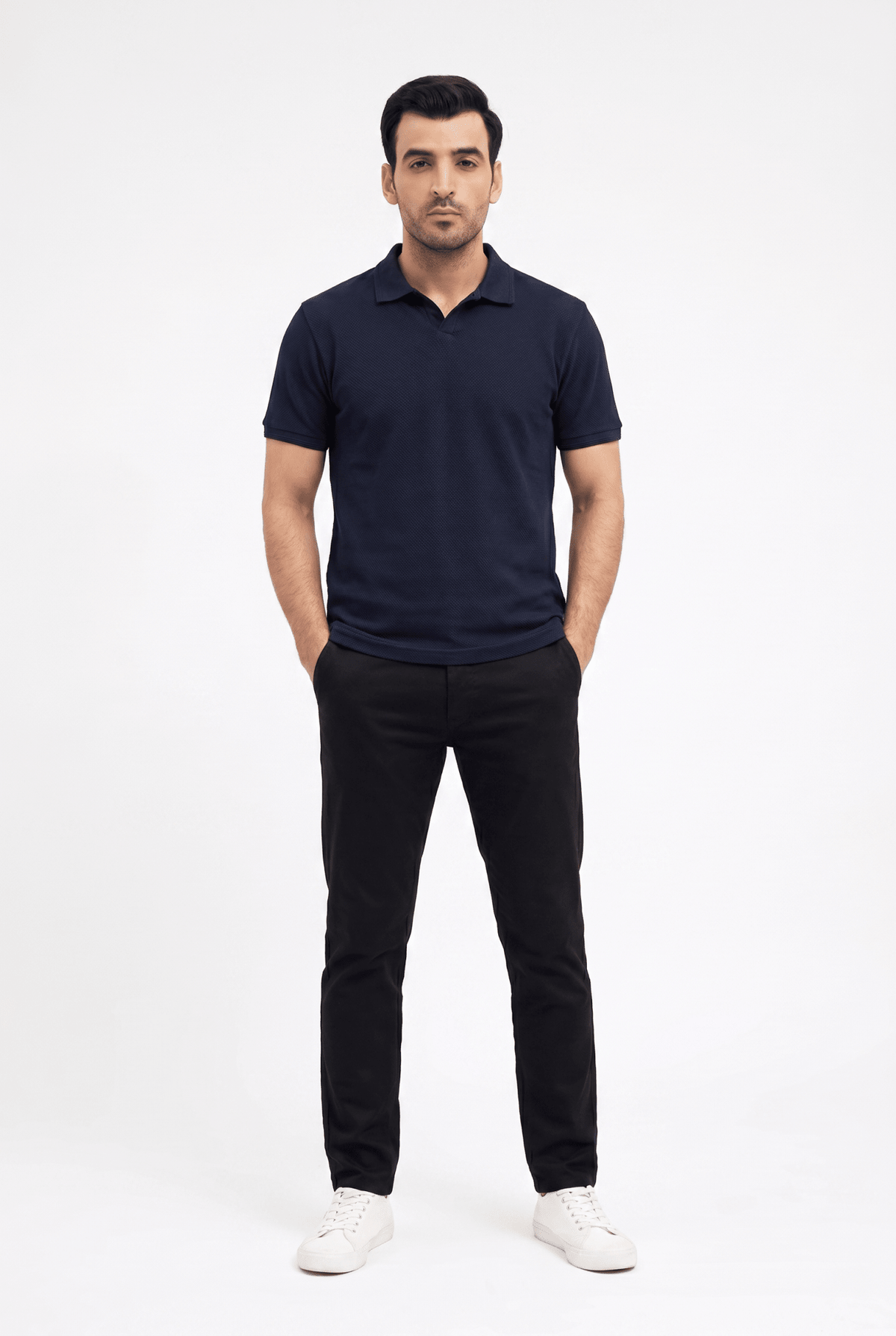 Considered fabric, premium hand-feel — Men's Regal Navy Knitted Polo