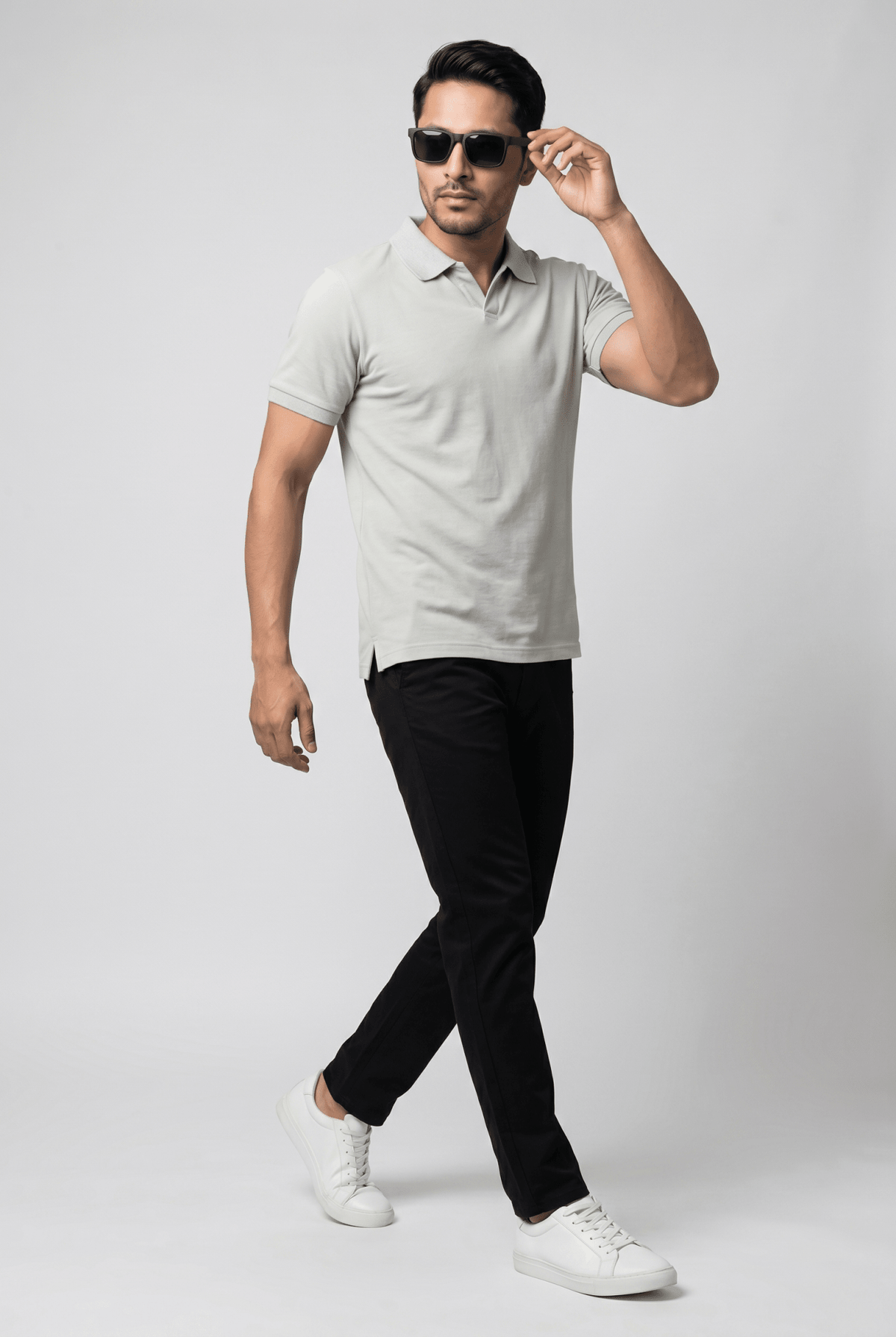 Considered fabric, premium hand-feel — Men's Sea Green Knitted Polo