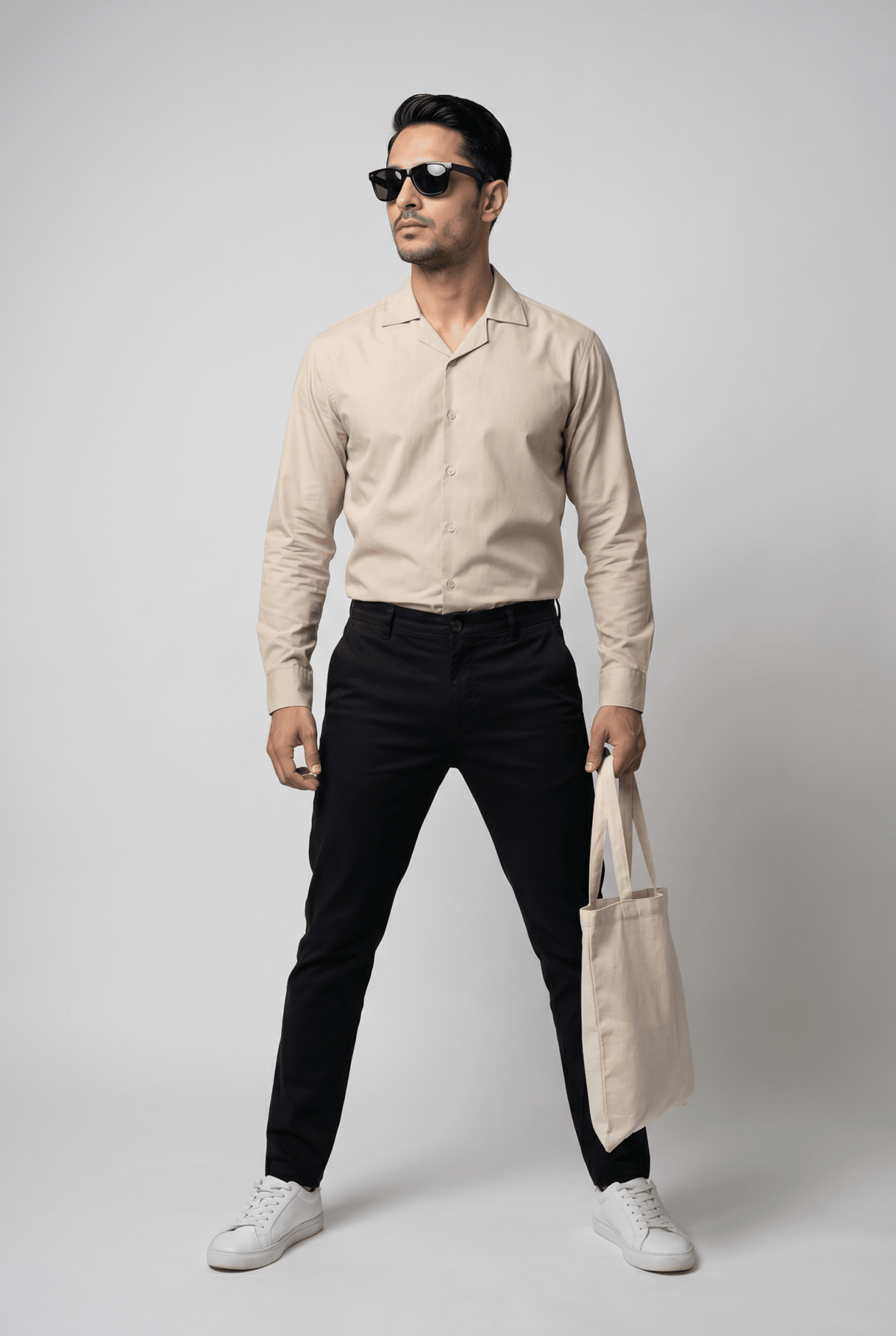 From the office to the evening — Men's Skin Cuban-Collar Shirt