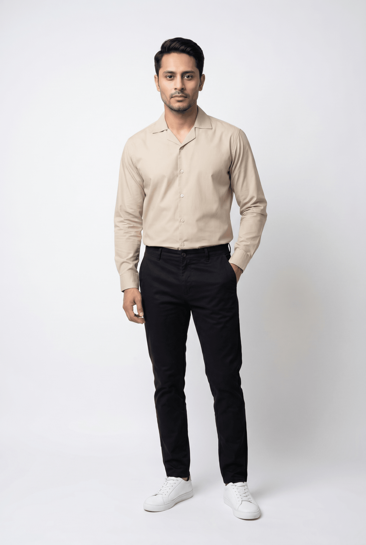 Men's Skin Cuban-Collar Shirt - Garderobe Clothing USAGRB-CUB-SKI-S