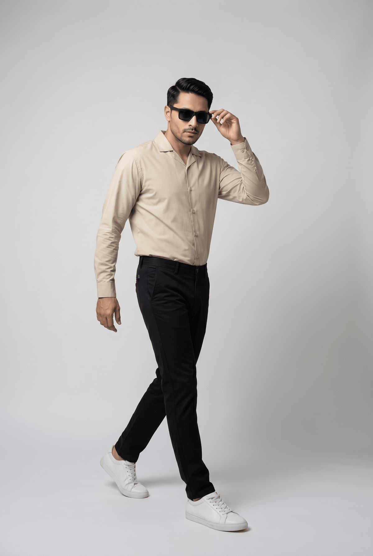 Considered fabric, premium hand-feel — Men's Skin Cuban-Collar Shirt