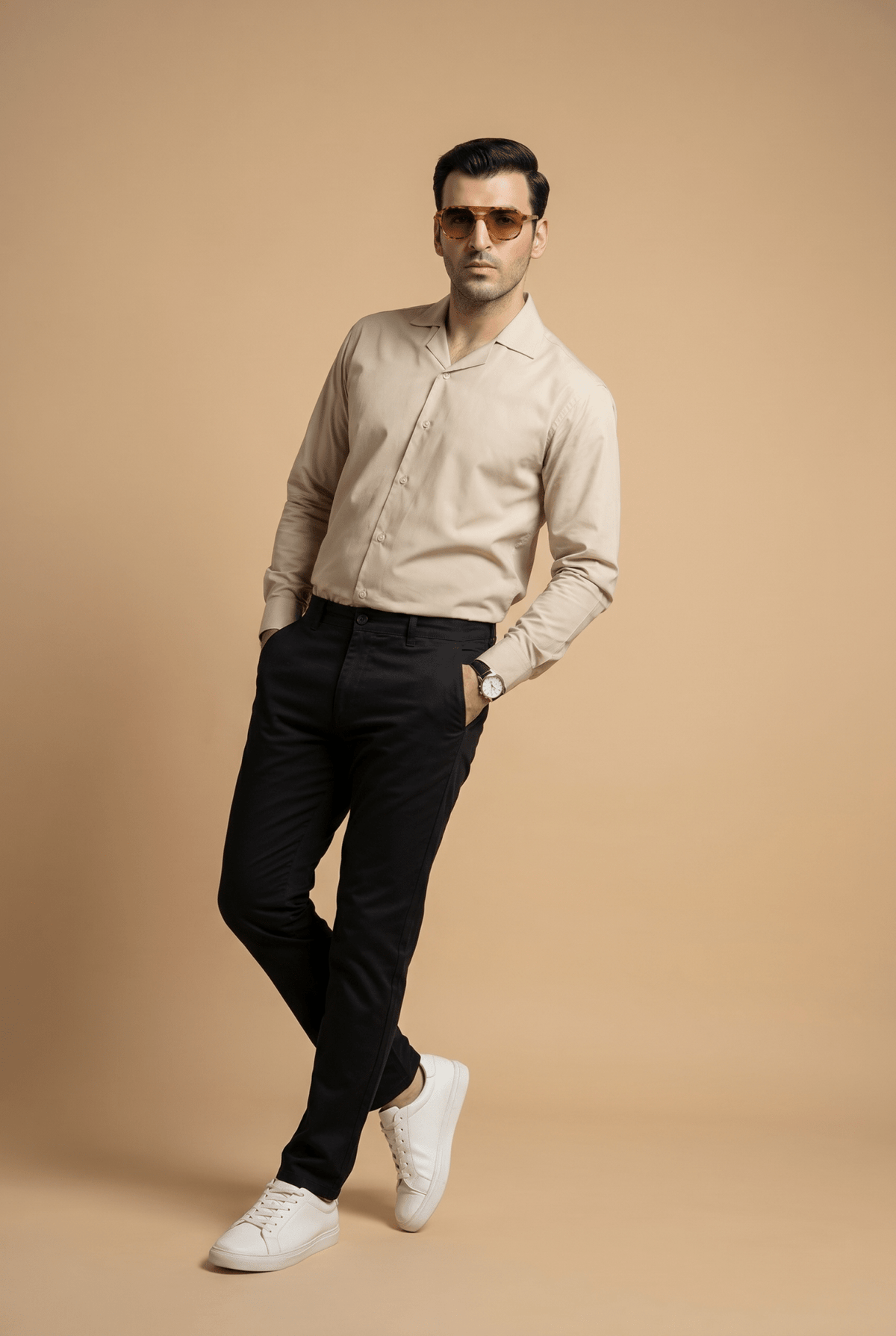 Cut tailored, not tight — Men's Skin Cuban-Collar Shirt