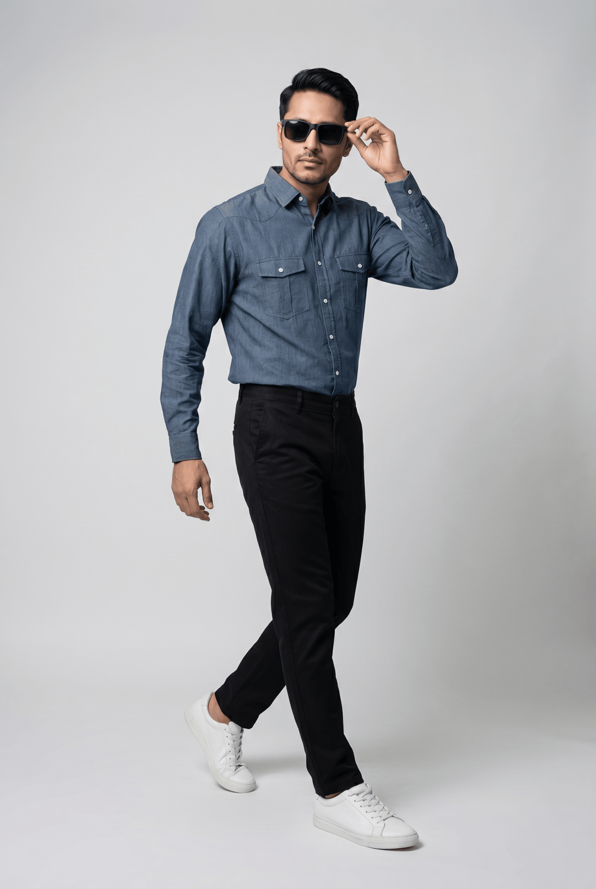 Considered fabric, premium hand-feel — Men's Vintage Blue Denim Shirt