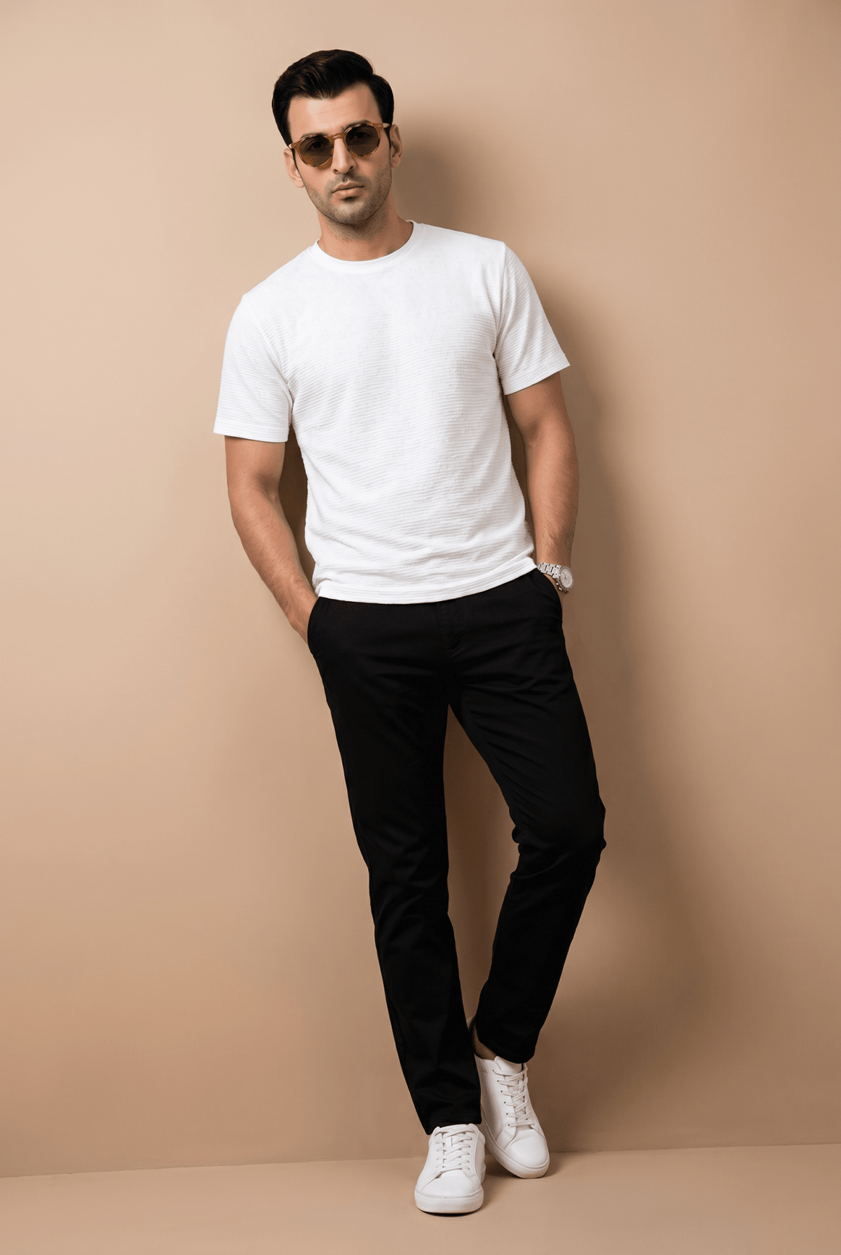 Cut tailored, not tight — Men's White Knitted Tee