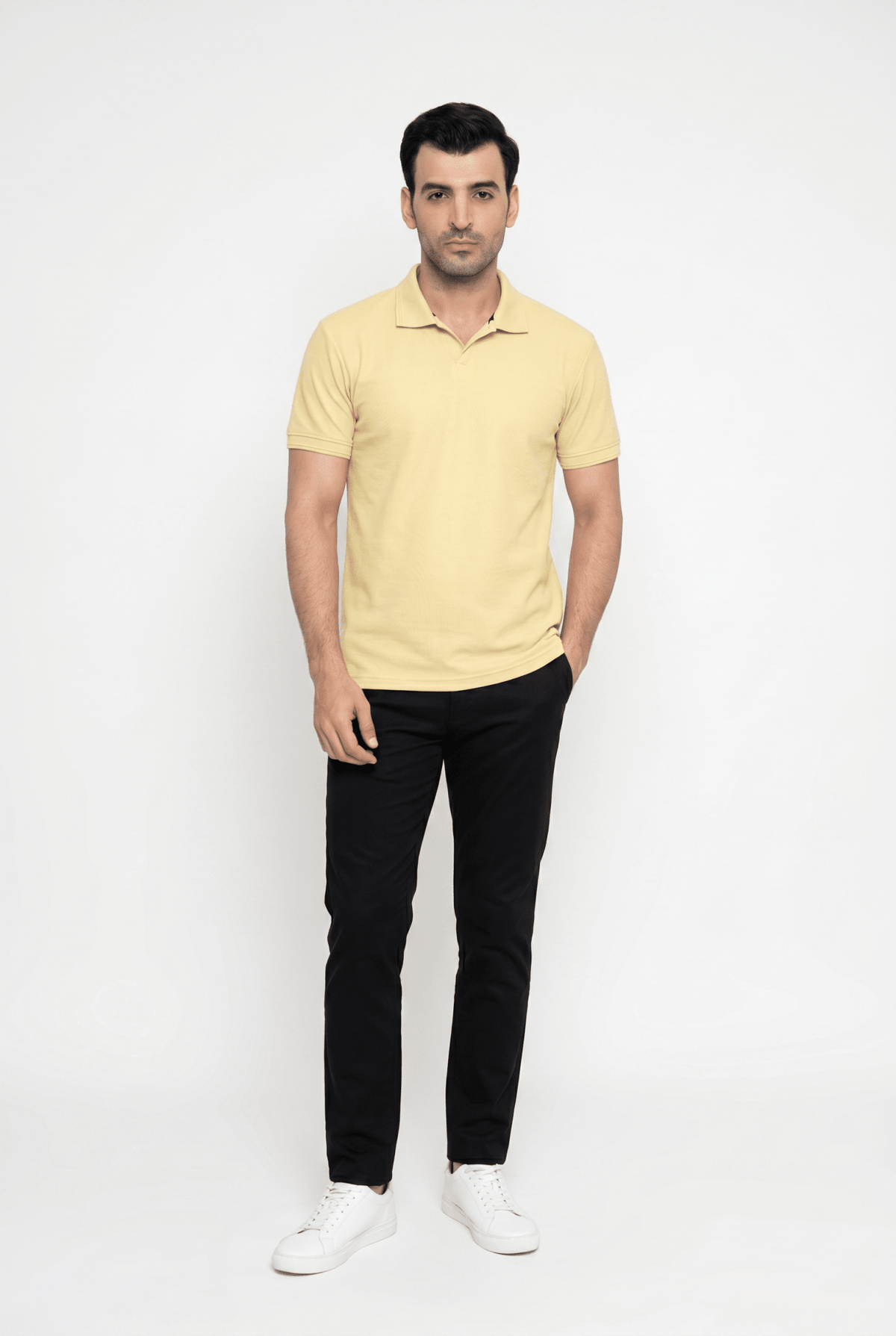 Built to hold its line — Men's Yellow Popcorn Polo