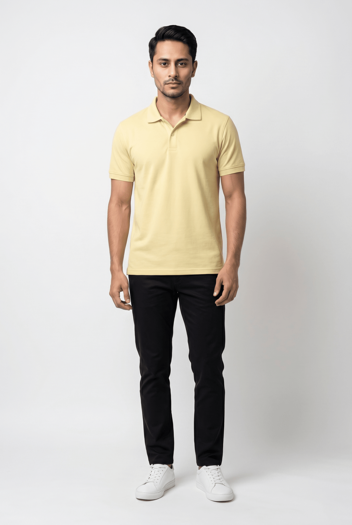 Men's Yellow Popcorn Polo - Garderobe Clothing USAGRB-POP-YLW-S