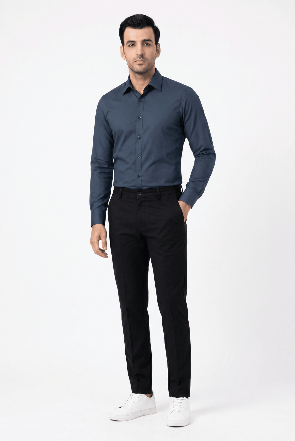 Built to hold its line — Men's Zinc Blue Formal Shirt – Executive Series