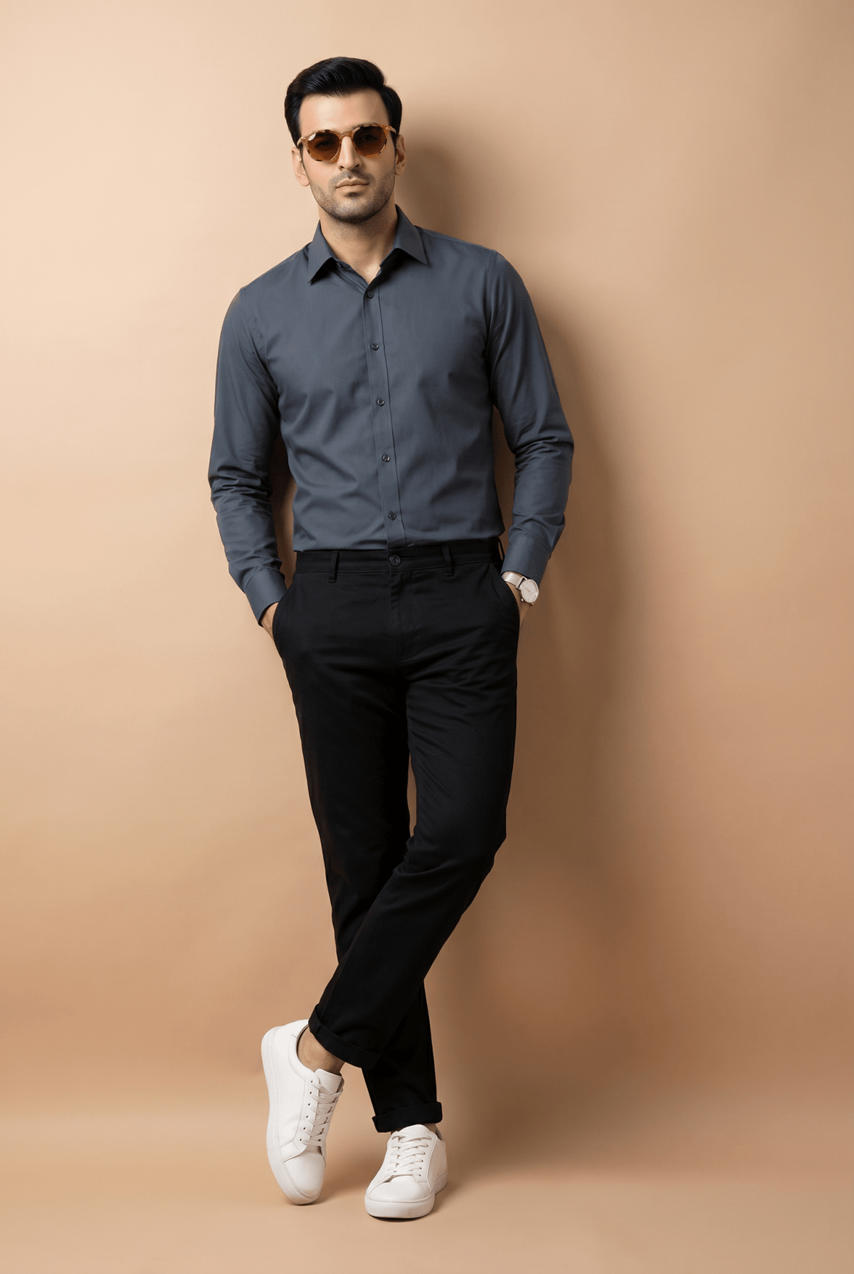 Cut tailored, not tight — Men's Zinc Blue Formal Shirt – Executive Series