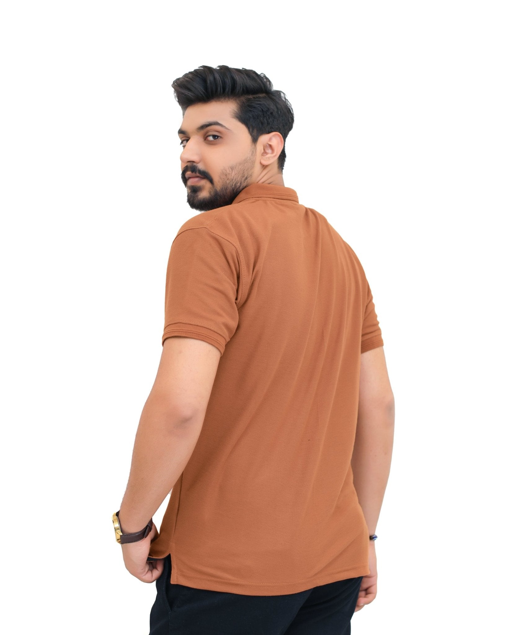 Mustered Brown Polo Shirt - Garderobe Clothing USA