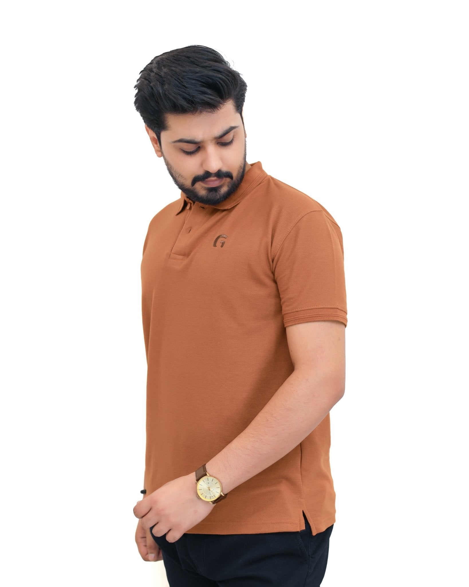 Mustered Brown Polo Shirt - Garderobe Clothing USA