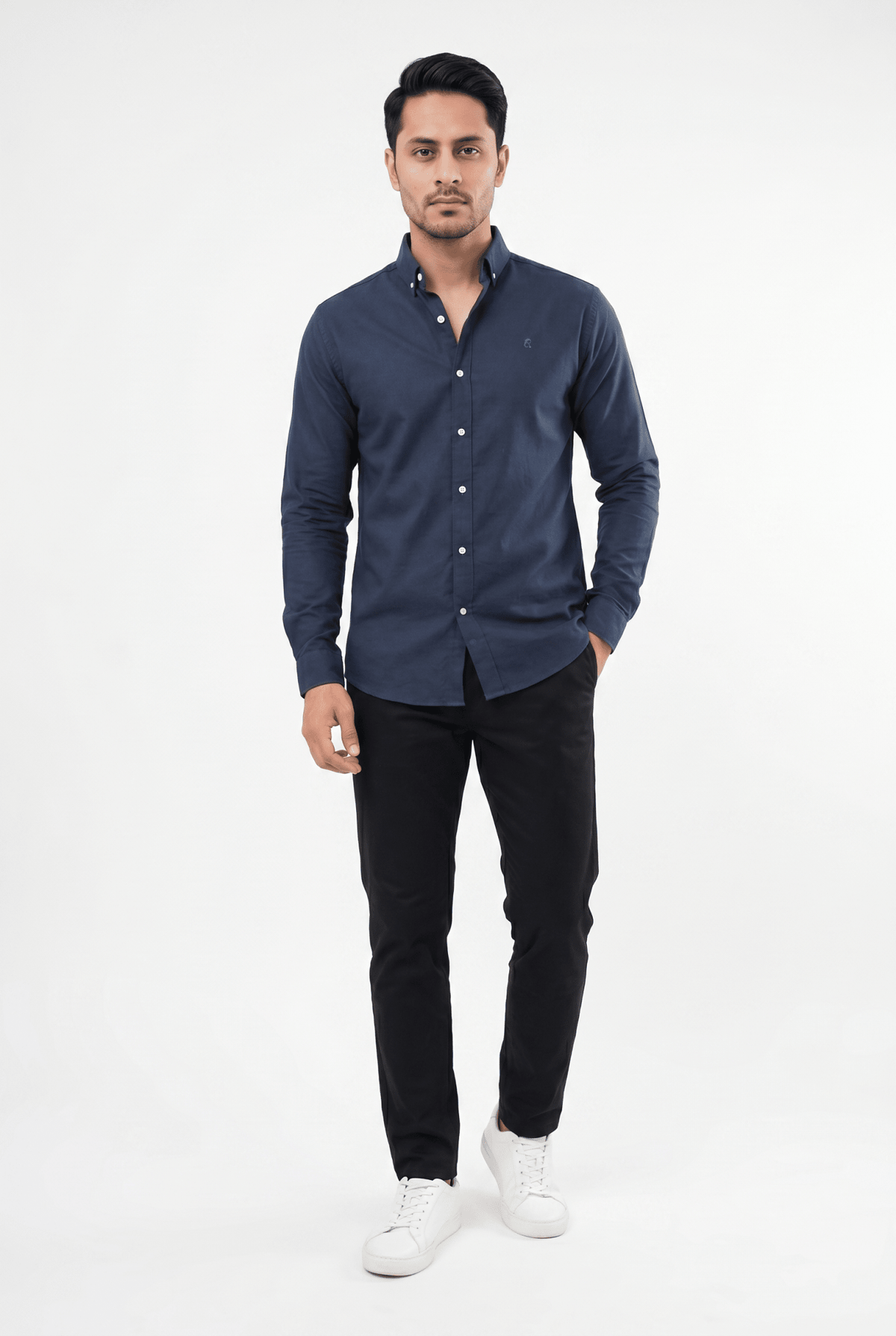 Navy Blue Casual Shirt - Garderobe Clothing USANCS-001