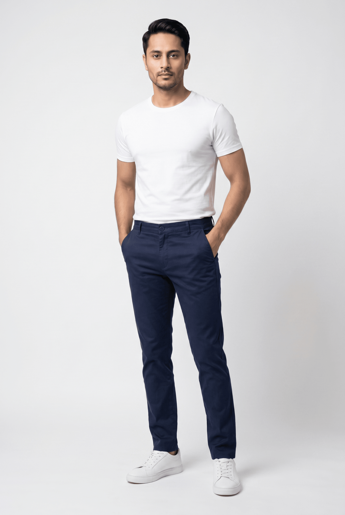 Navy Blue Cotton Pant - Garderobe Clothing USANBC-001