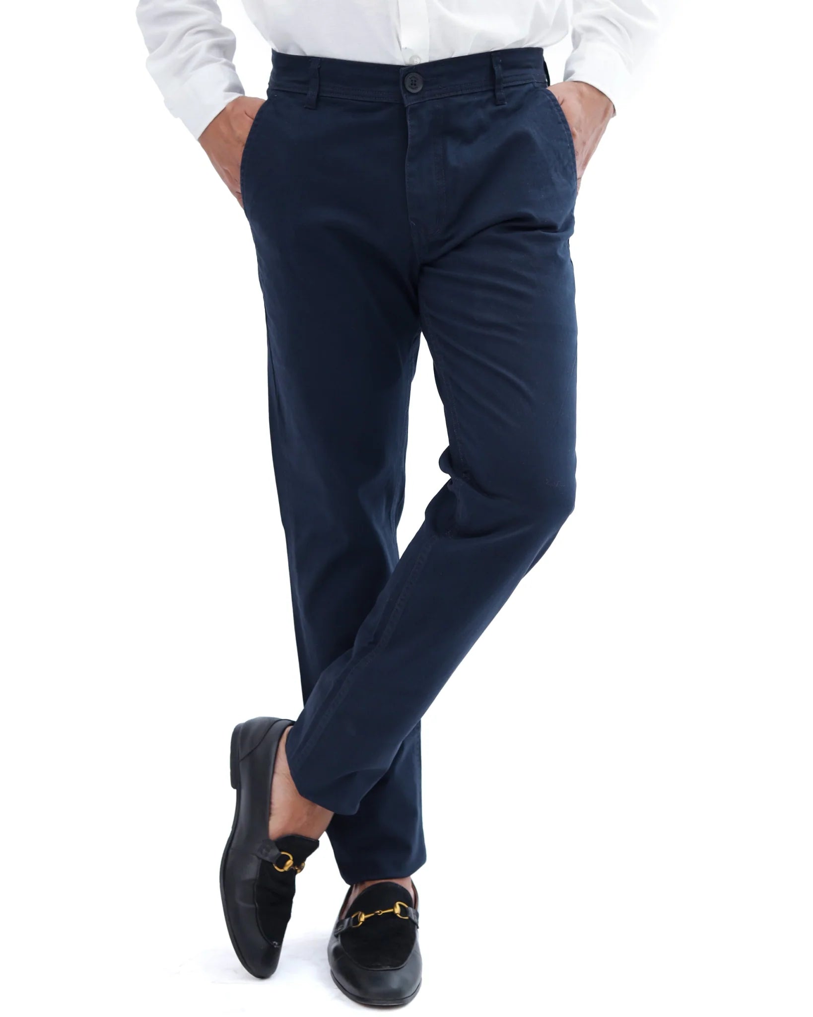 Navy Blue Cotton Pant - Garderobe Clothing USANBC - 001