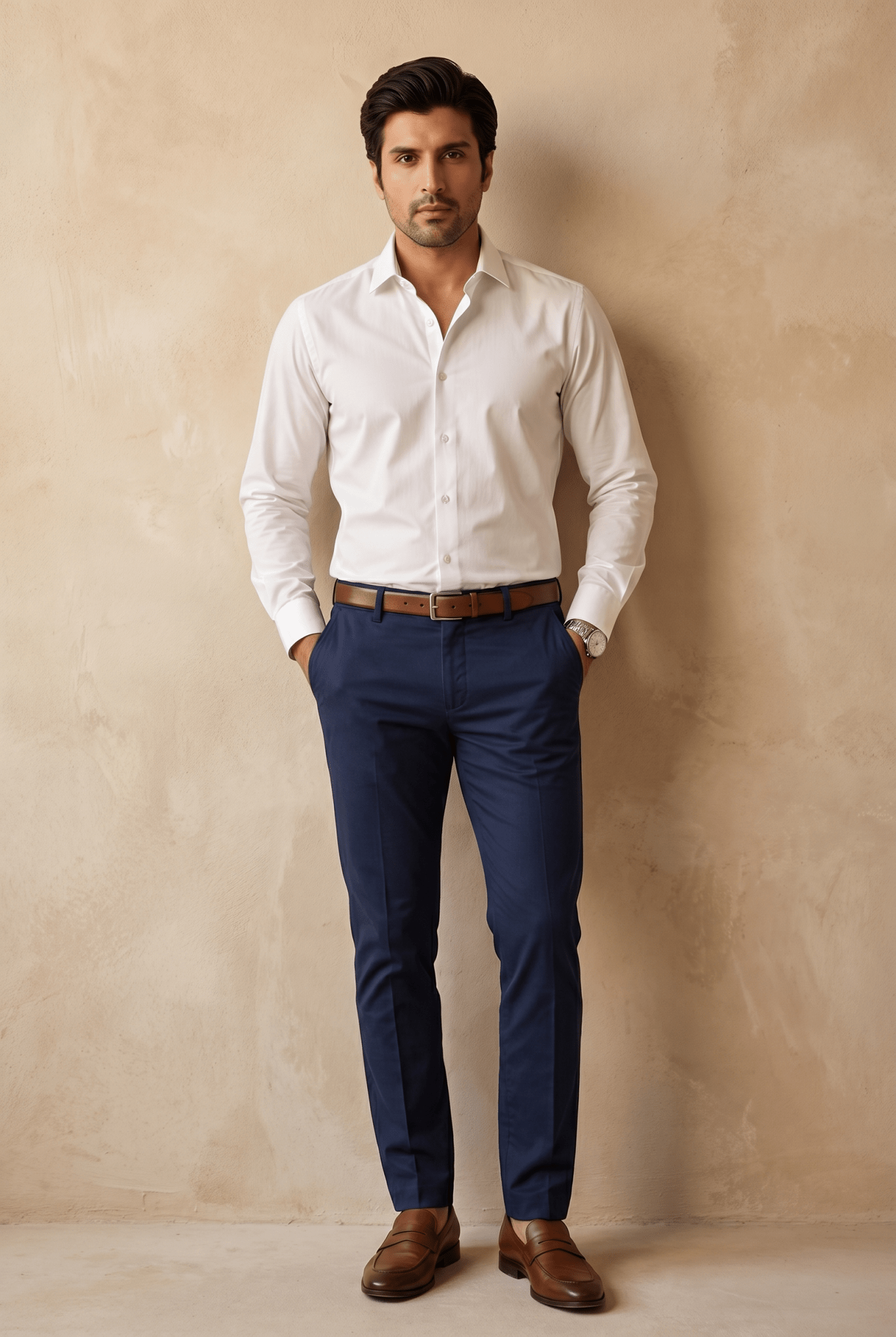 Cut tailored, not tight — Navy Blue Cotton Pant